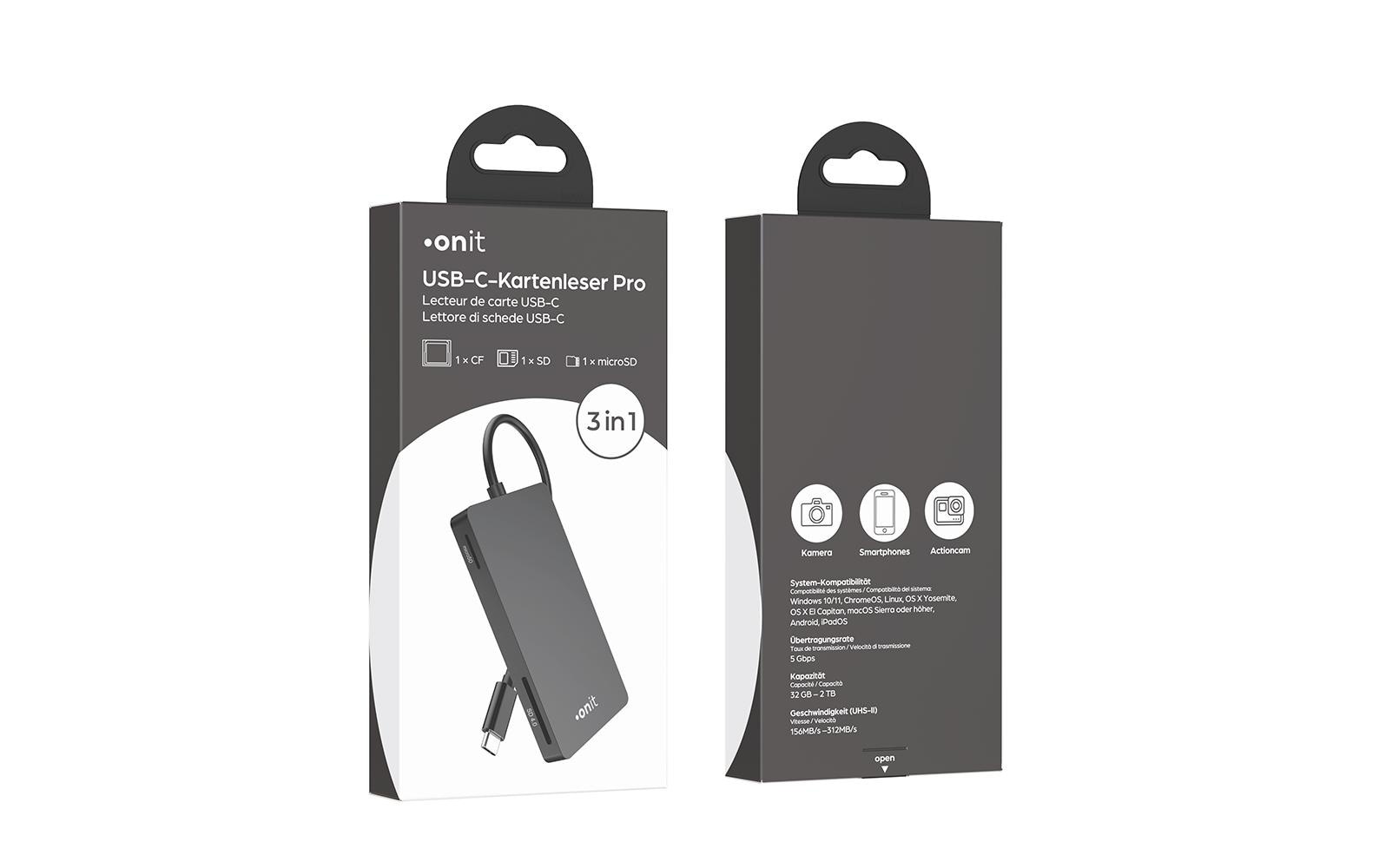 onit Lecteur de carte mémoire »Extern Pro USB-C 3-in1«