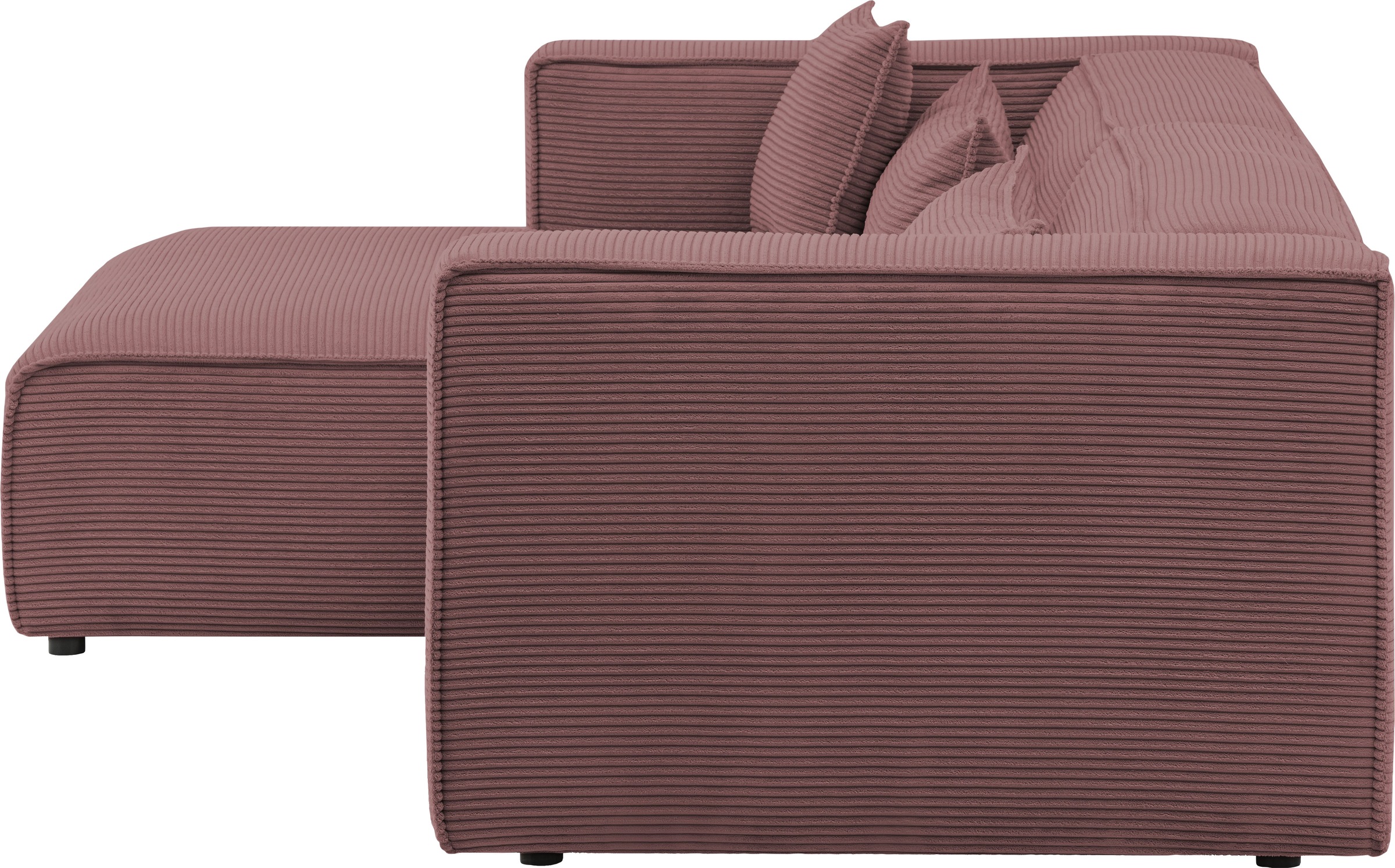 LeGer Home by Lena Gercke Canapé d'angle »PIARA Cord mit Kedernaht L-Form« ottomane au choix droite/gauche, pieds noirs, confort d'assise agréable