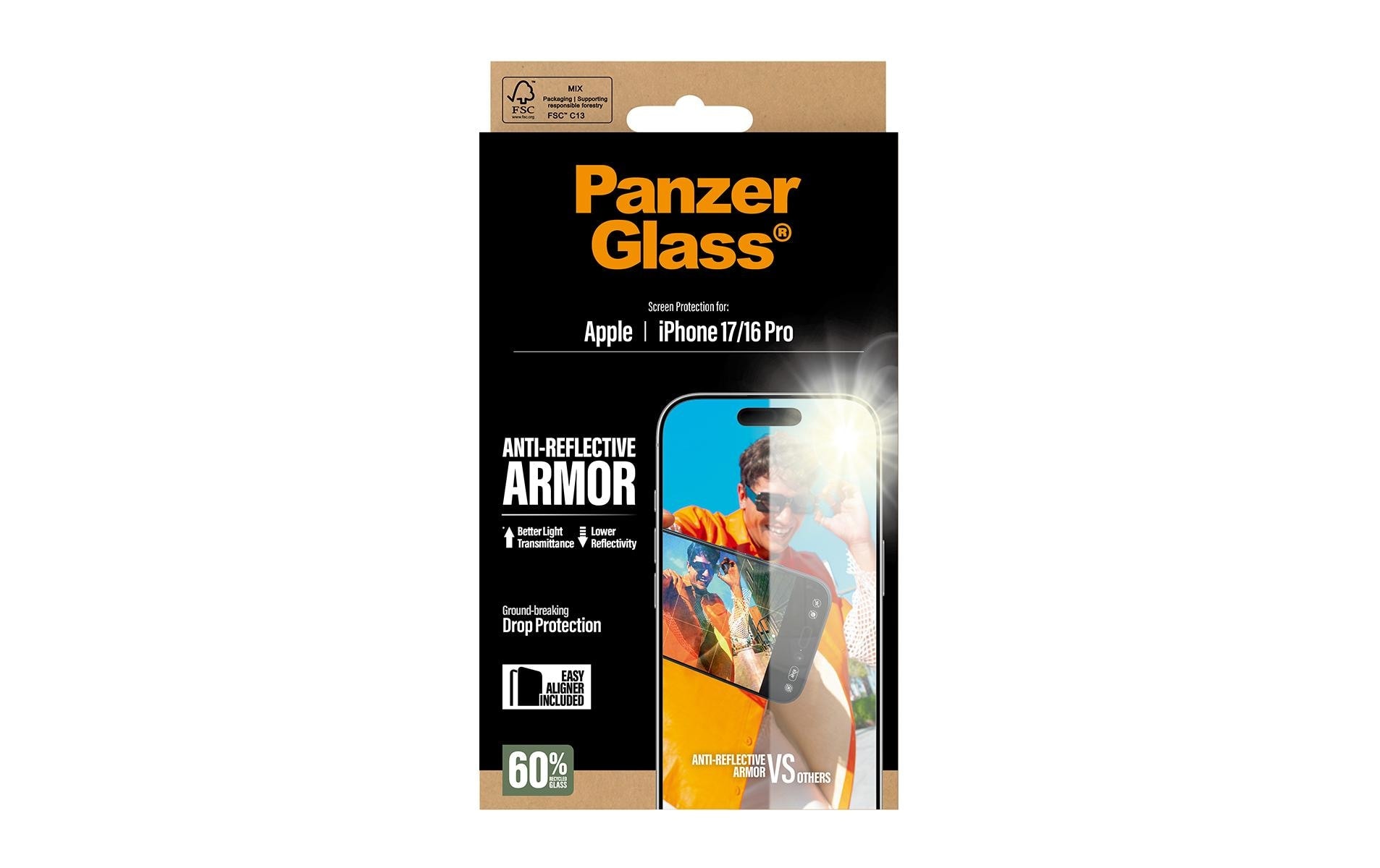 PanzerGlass Film de protection d'écran »Anti-Reflective Armor Screen Protector« für Apple iPhone 17;Apple iPhone 16 Pro Displayschutzfolie, Schutzfolie, Bildschirmschutz, kratz- & stossfest