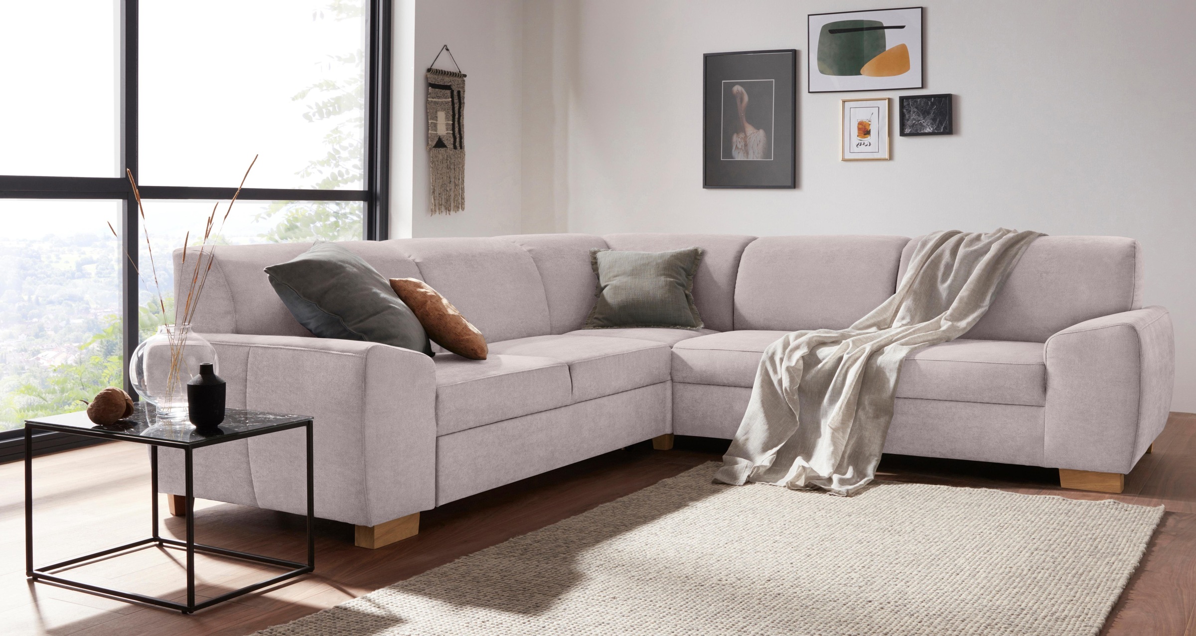 Image of DOMO collection Ecksofa "Incanto kubische Formensprache, komfortabel, flache Armlehnen, L-Form" mit Bettfunktion links, Stellmasse: 260/260cm