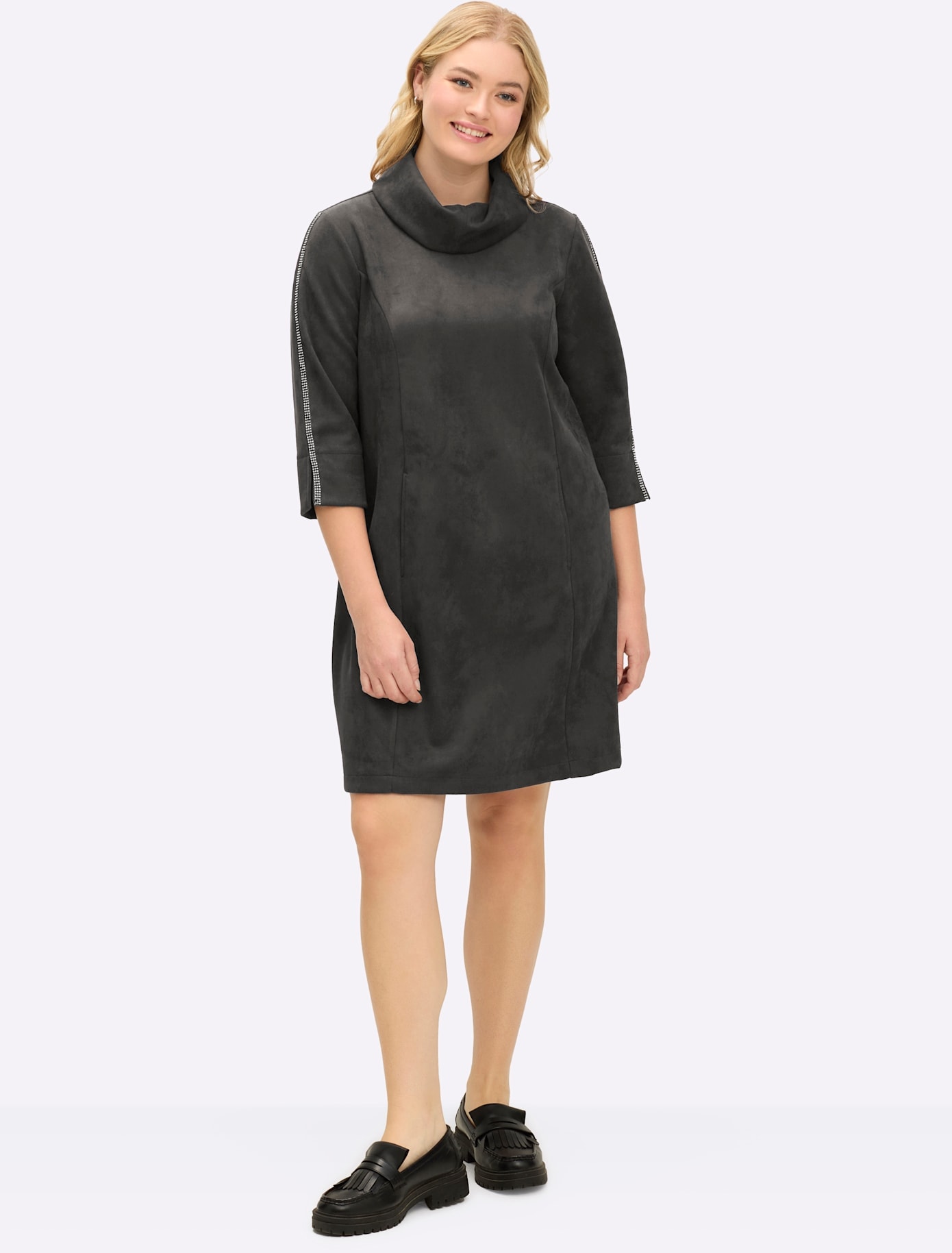 Image of Sheego A-Linien-Kleid "Velours-Kleid"