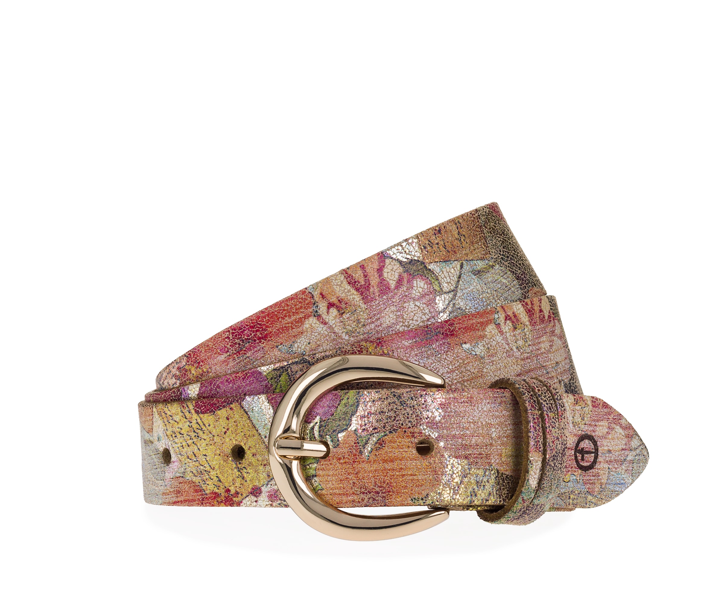 Tamaris Ledergürtel Florales Muster im Metallic-Design oder Animal-Look, 3 cm breit