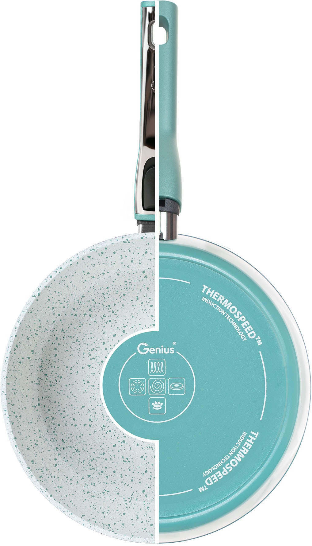 Genius Set de poêles »Cerafit Revolution Ø 24 cm 28 cm« Keramik Set, 6 cuis tlg. inkl. Glasdeckel und 2x Clia Genie Schwamm