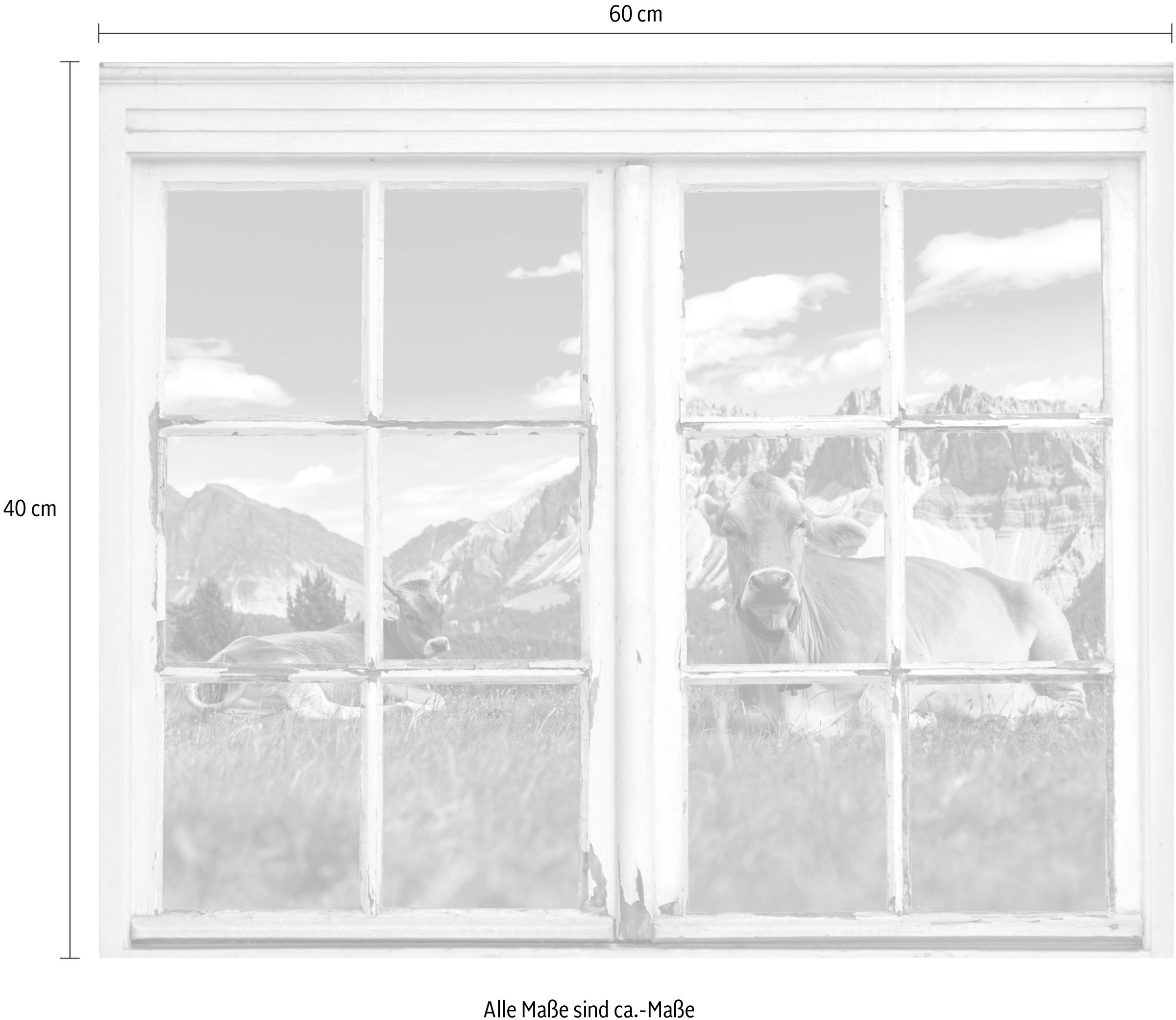 queence Wandsticker »Kühe auf der Alm«, Wandsticker, Wandbild, selbstklebend, 3D, Fenster