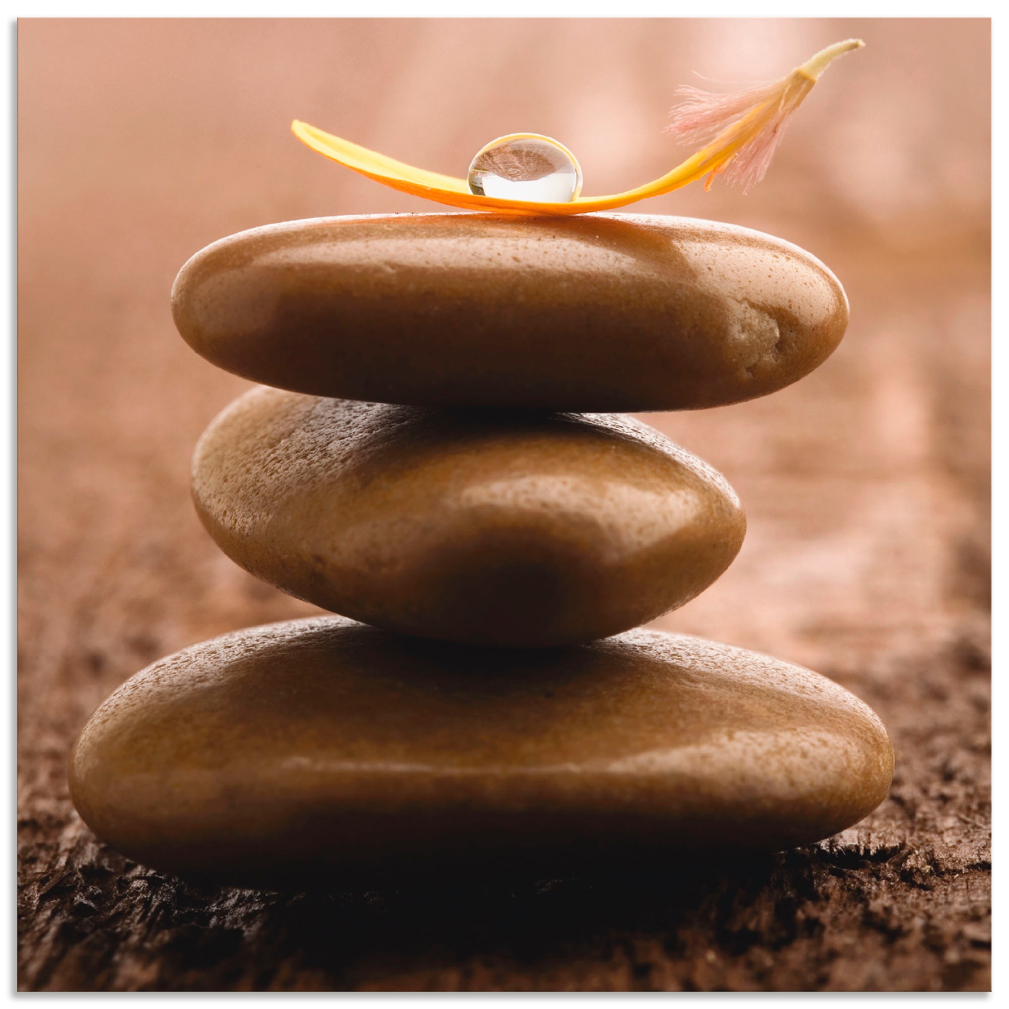 Image of Artland Wandbild »Massagesteinen auf hölzernem Untergrund«, Zen, (1 St.), in vielen Grössen & Produktarten - Alubild / Outdoorbild für den Aussenbereich, Leinwandbild, Poster, Wandaufkleber / Wandtattoo auch für Badezimmer geeignet bei Ackermann Versand S