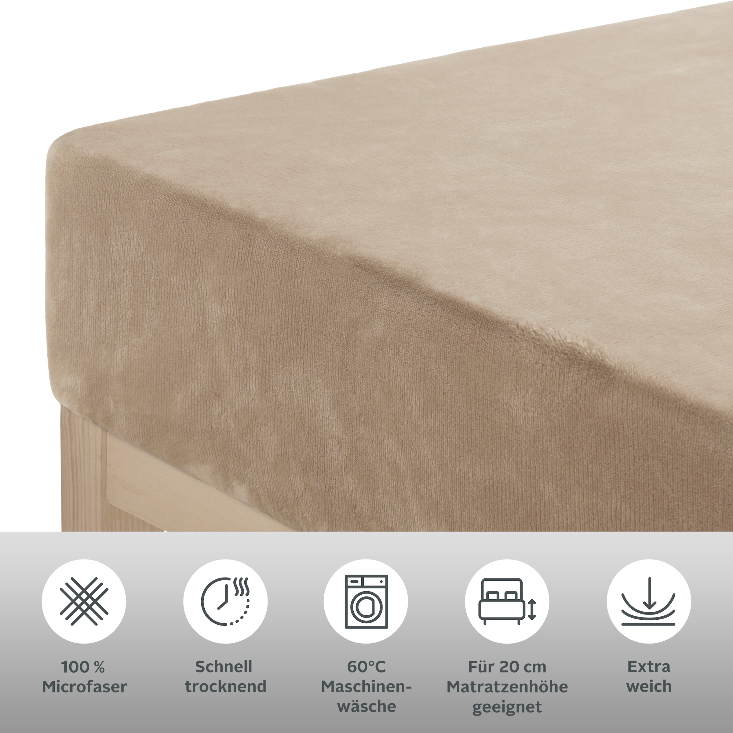 my home Drap de lit »Desner3« Mikrofaser, für Matratzen bis 20cm Höhe, Cashmere-Touch, Bettlaken