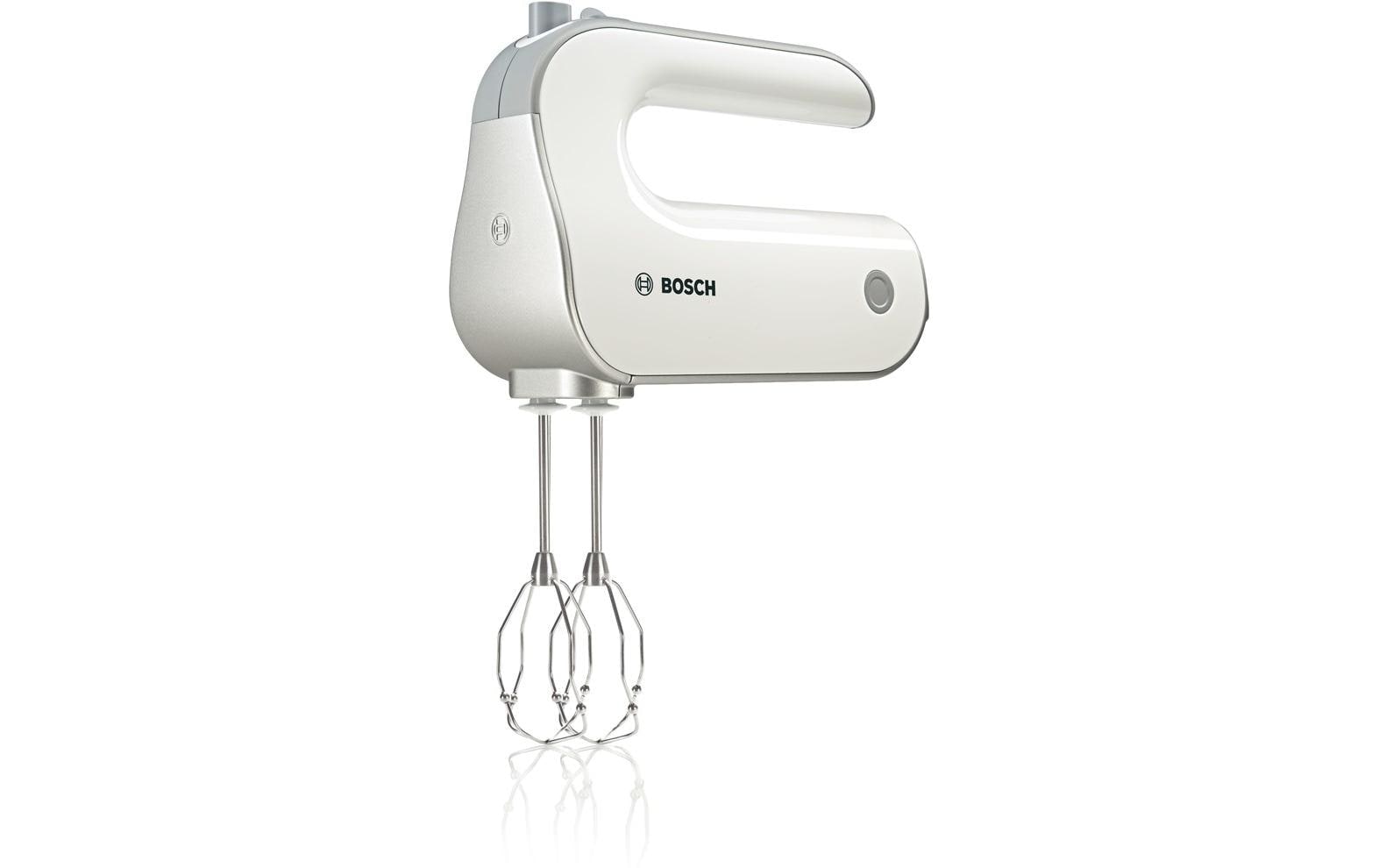 BOSCH Mixeur à main »Styline MFQ4075DE, 2x Rührbesen, Knethaken Edelst., Mixfuss, weiss« 550 W 5 Stufen, Turbotaste, Mixbecher, Made in Europe