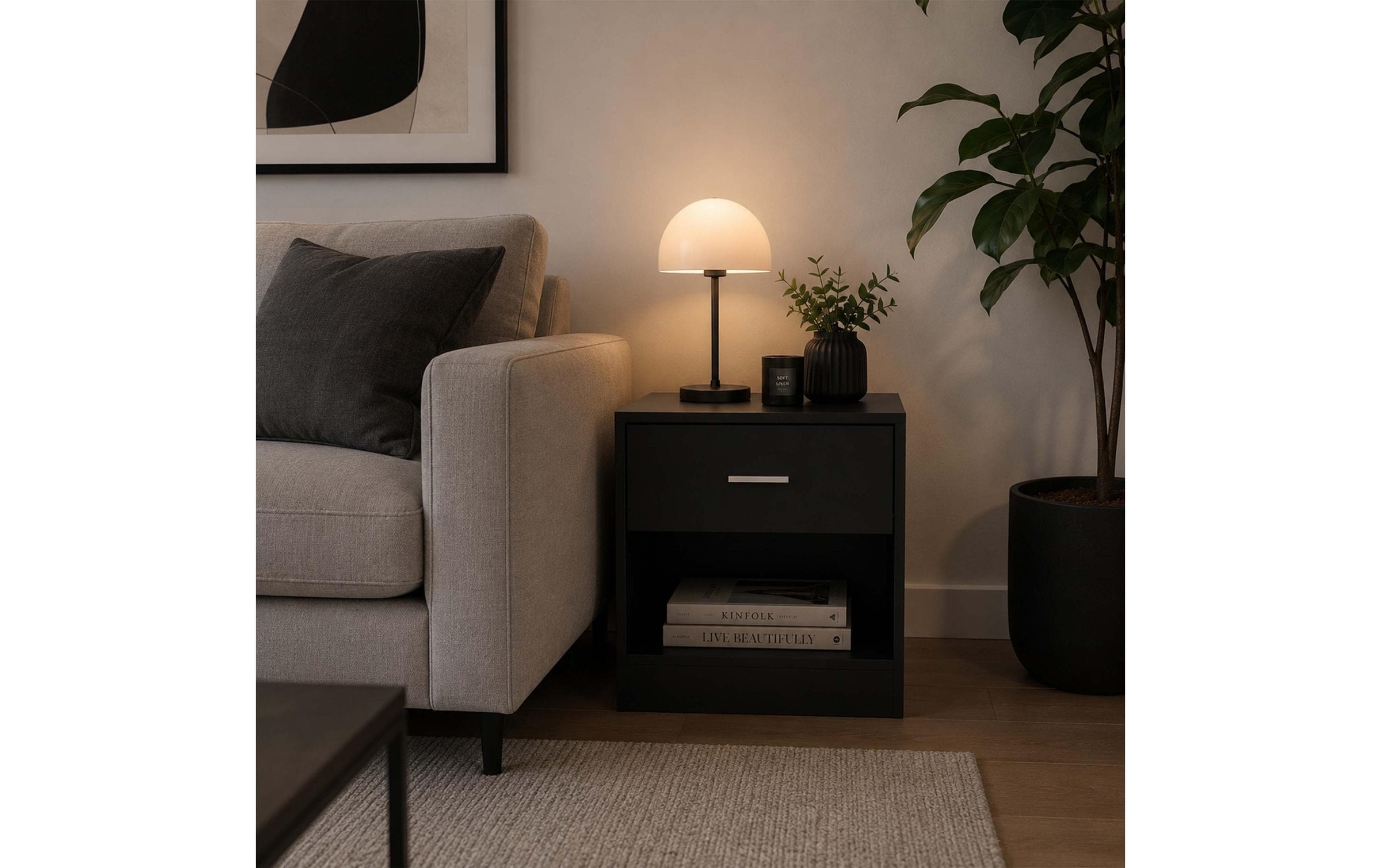 relaxdays »relaxdays Nachttisch 39 x 41 cm, Weiss/Braun«
