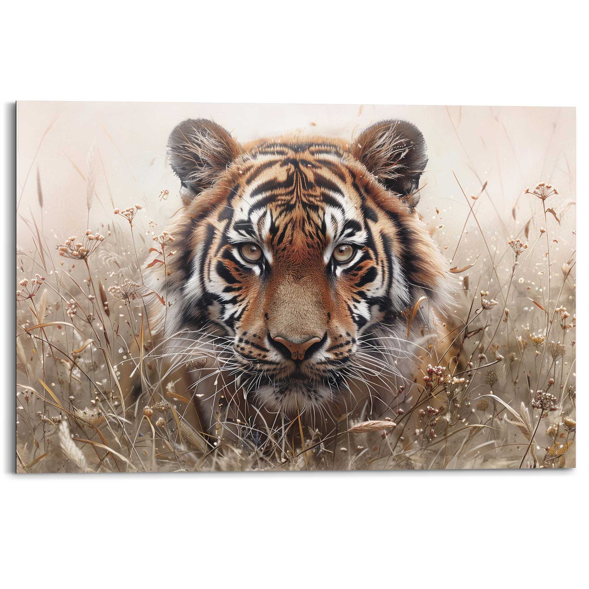 Image of Reinders Deco-Panel "Tiger auf der Jagd" Wohnzimmer - Braun - MDF - Tiere - 90x60 cm