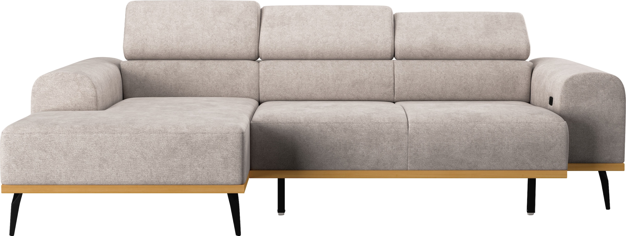 Places of Style Ecksofa »Carlo L-Form«, mit Kopfteilverstellung & Holz-Rahmenoptik, wahlweise Relaxfunktion