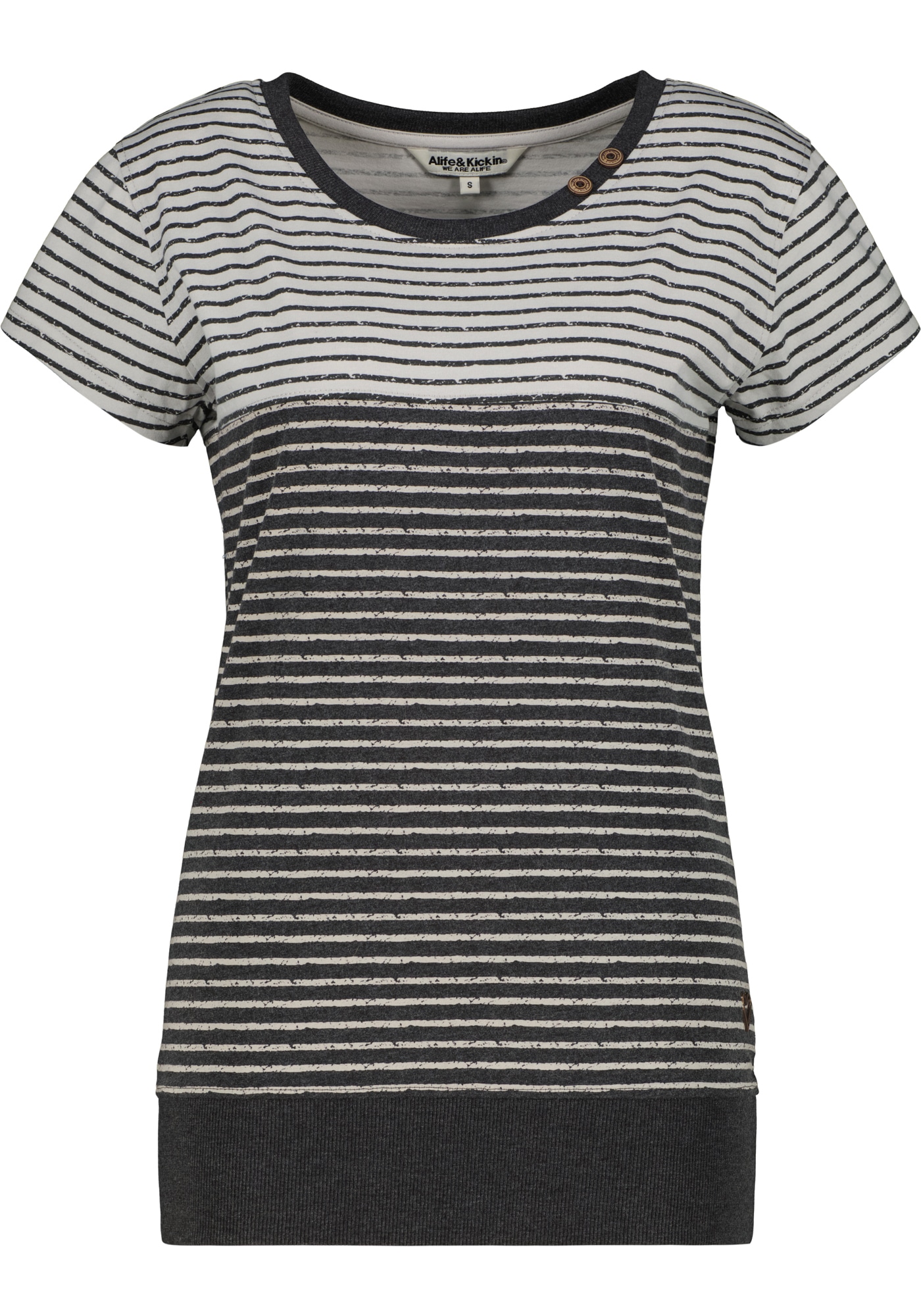 Alife & Kickin Shirt à col rond »CosmaAK B« T-shirt basique polyvalent avec rayures et ourlet large