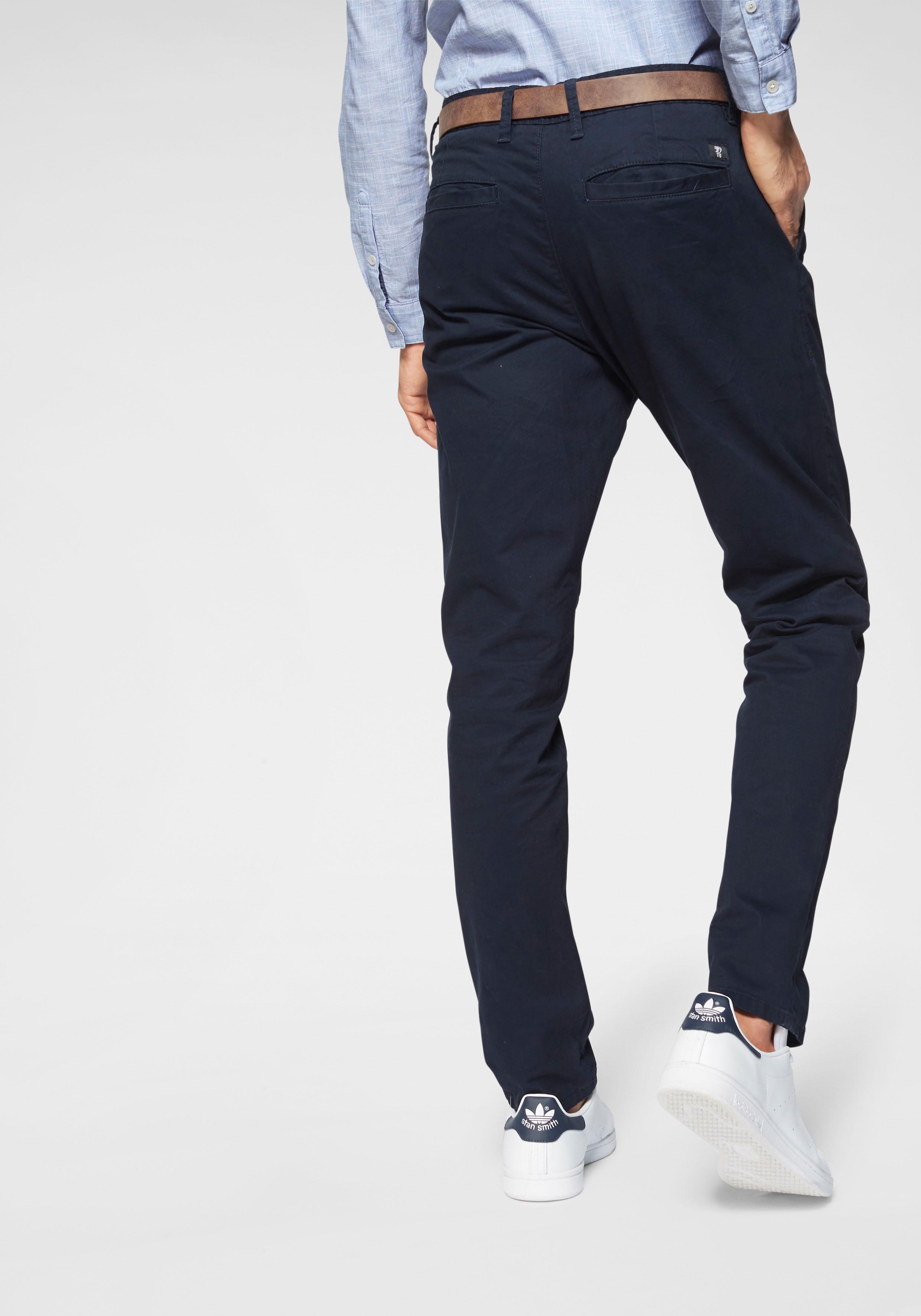 TOM TAILOR Denim Chinohose, (mit Gürtel), leicht vorgewaschen