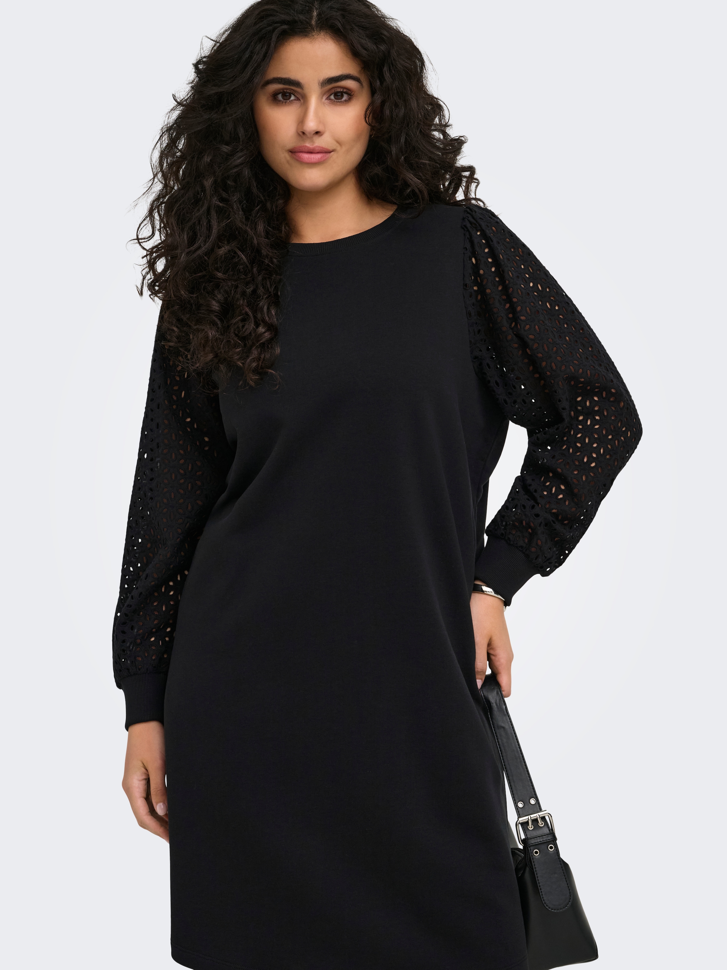 ONLY CARMAKOMA Midikleid »CARDONNA L/S MIX O-NECK MIDI DRESS JRS« Baumwollmischung