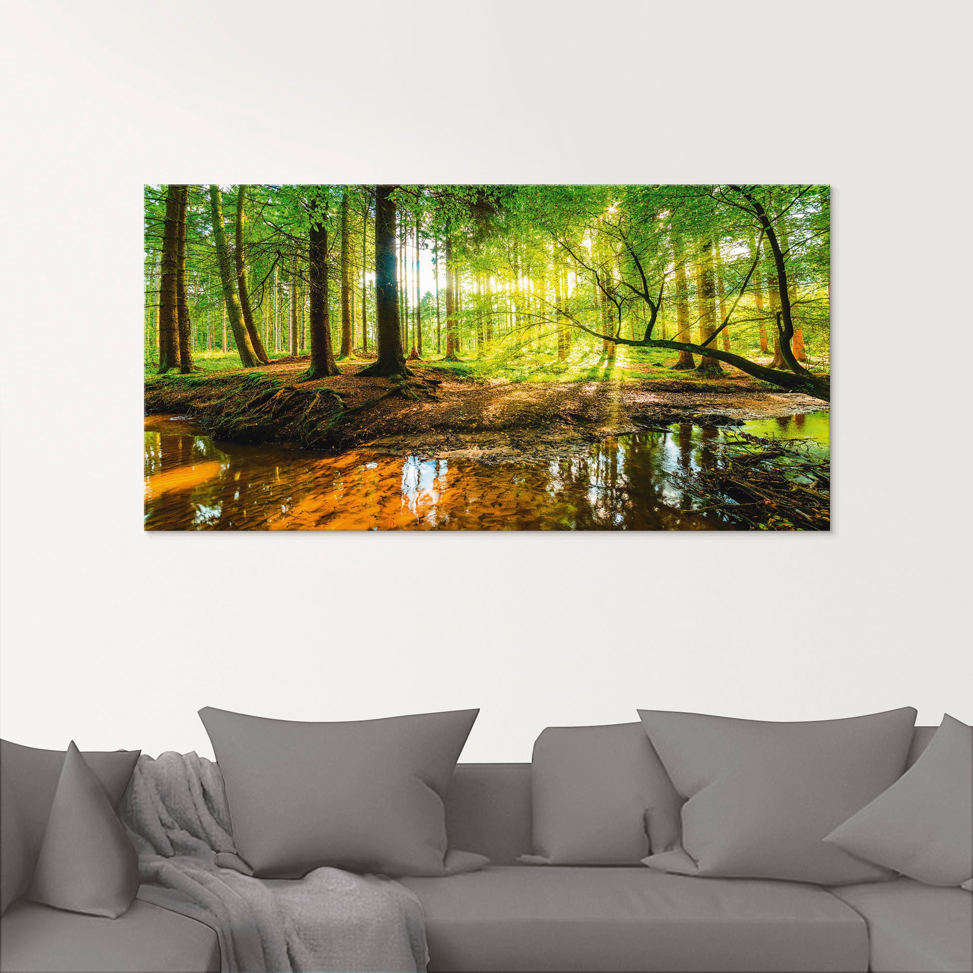 Image of Artland Glasbild "Wald mit Bach" Wald 1 Stk. tlg. in verschiedenen Grössen