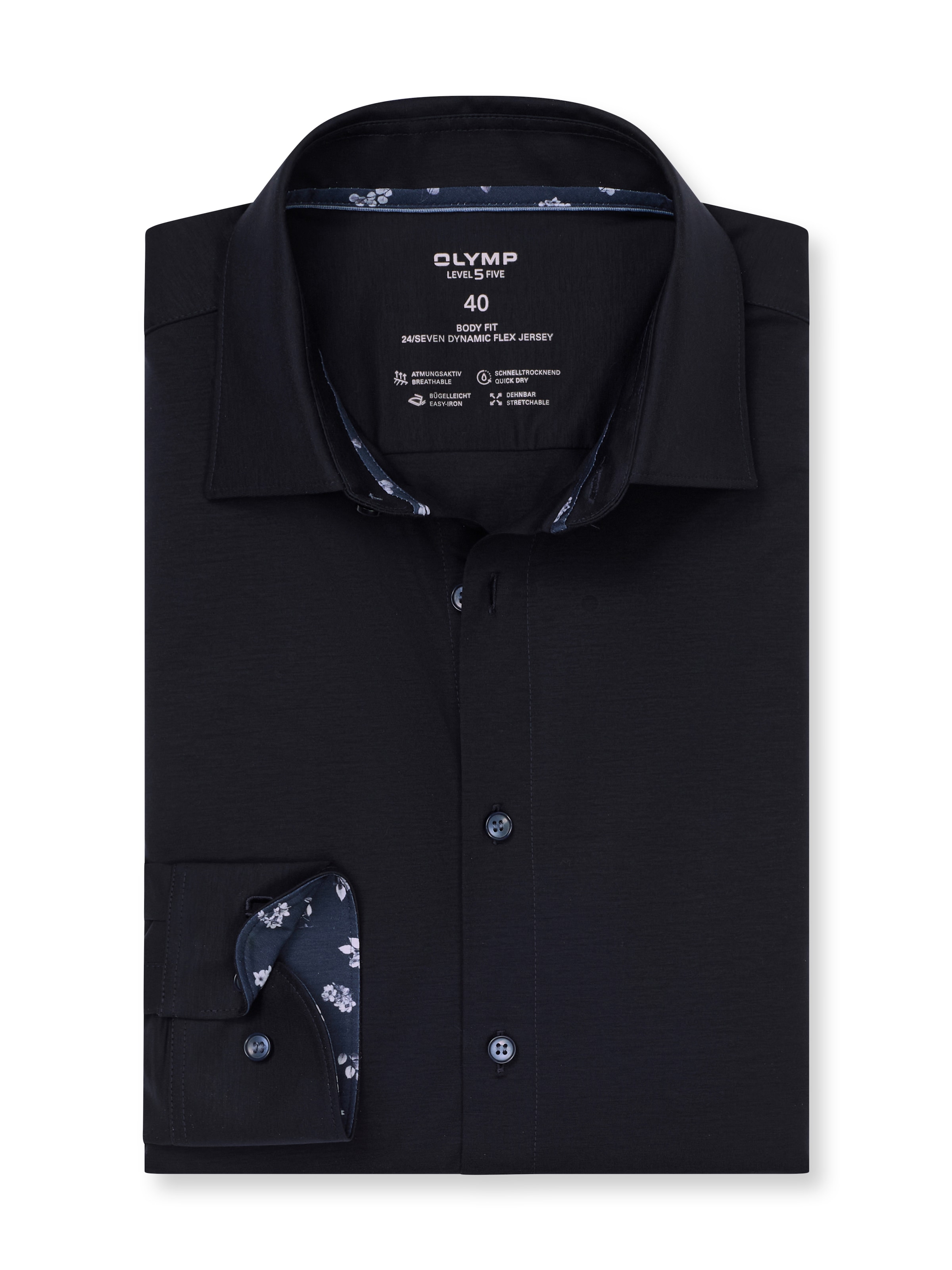OLYMP Chemise à manches longues »Level Five 24/Seven« chemise business, coupe ajustée, col Kent moderne, jersey