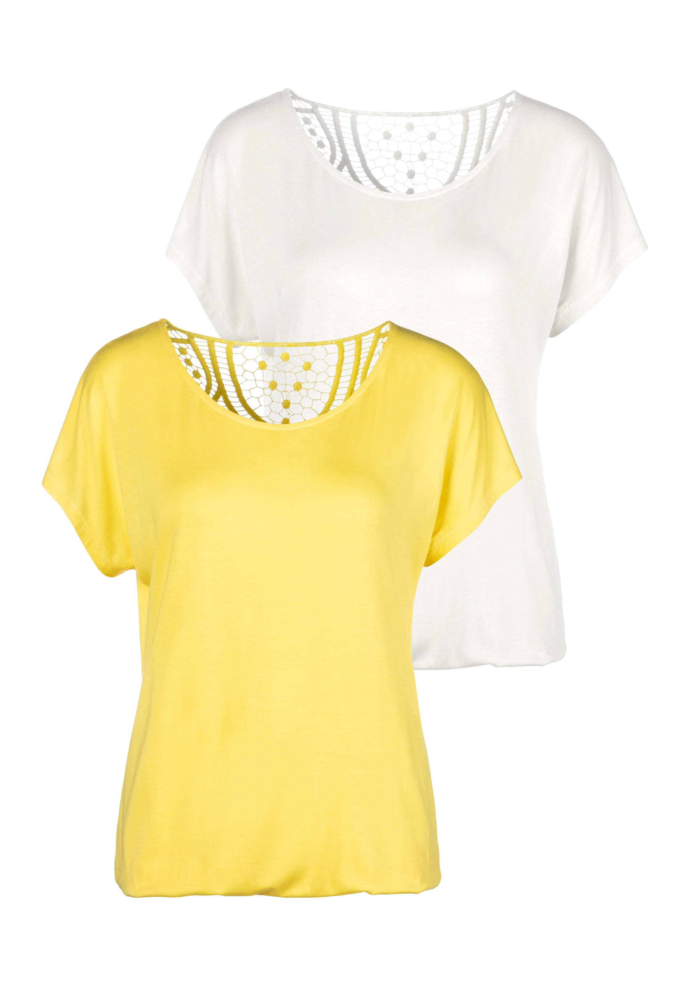 Image of Vivance T-Shirt, (2er-Pack), mit weicher Häkelspitze im Rücken bei Ackermann Versand Schweiz