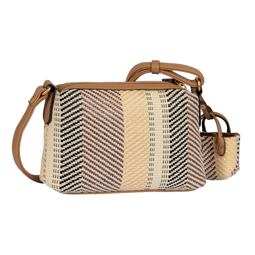 Image of Gabor Handtasche "Granada Denada" sommerlich gestreiftem Bast & glattes Lederimitat mit Mini-Me Anhänger