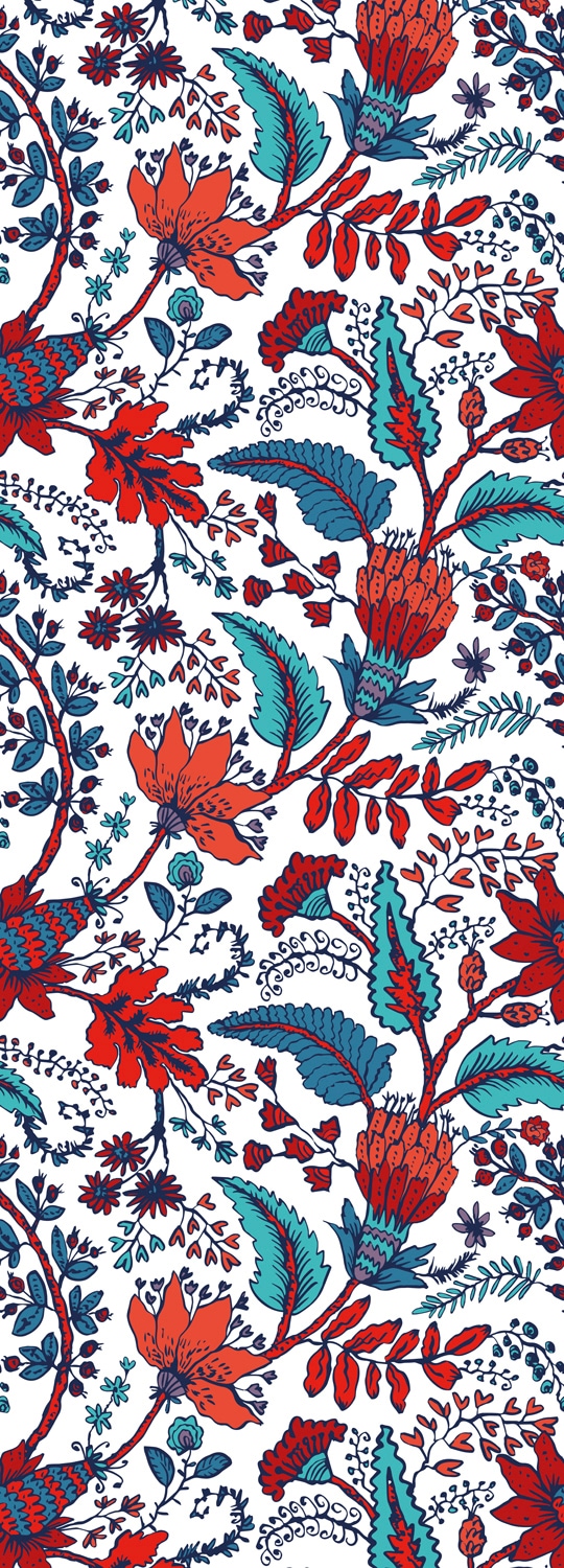 Image of queence Vinyltapete "Carolina" Motiv floral geblümt gemustert glatt 90x250cm, selbstklebend, kinderleichte Anbringung, Sticker
