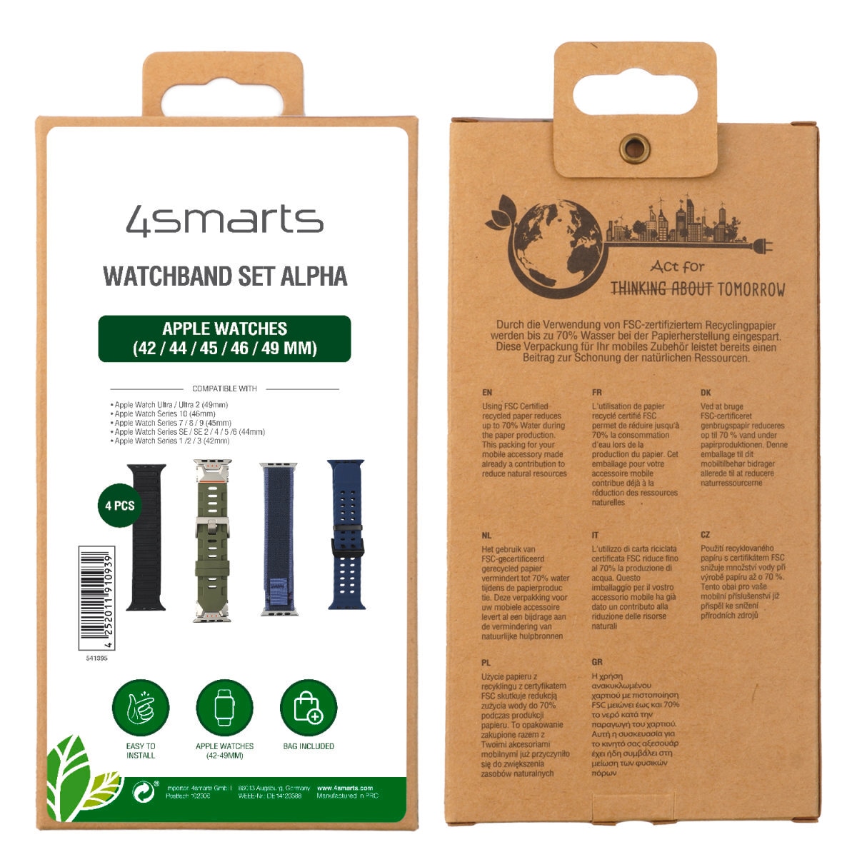 4smarts Wechselarmband »Watchband Set Alpha für Apple Watches 42 - 49 mm«, Inklusive praktischer Tasche