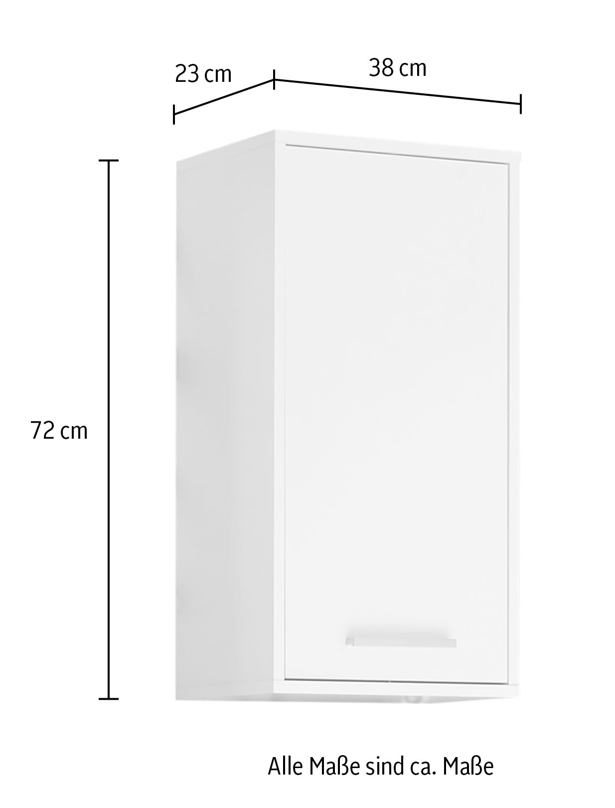 BASIC by Balculina Armoire suspendue »Mila, Badezimmerschrank BxHxT 38x72x23 cm« 1 cuis tlg. largeur 38cm, porte montable à gauche/droite, FSC-Mix 70%