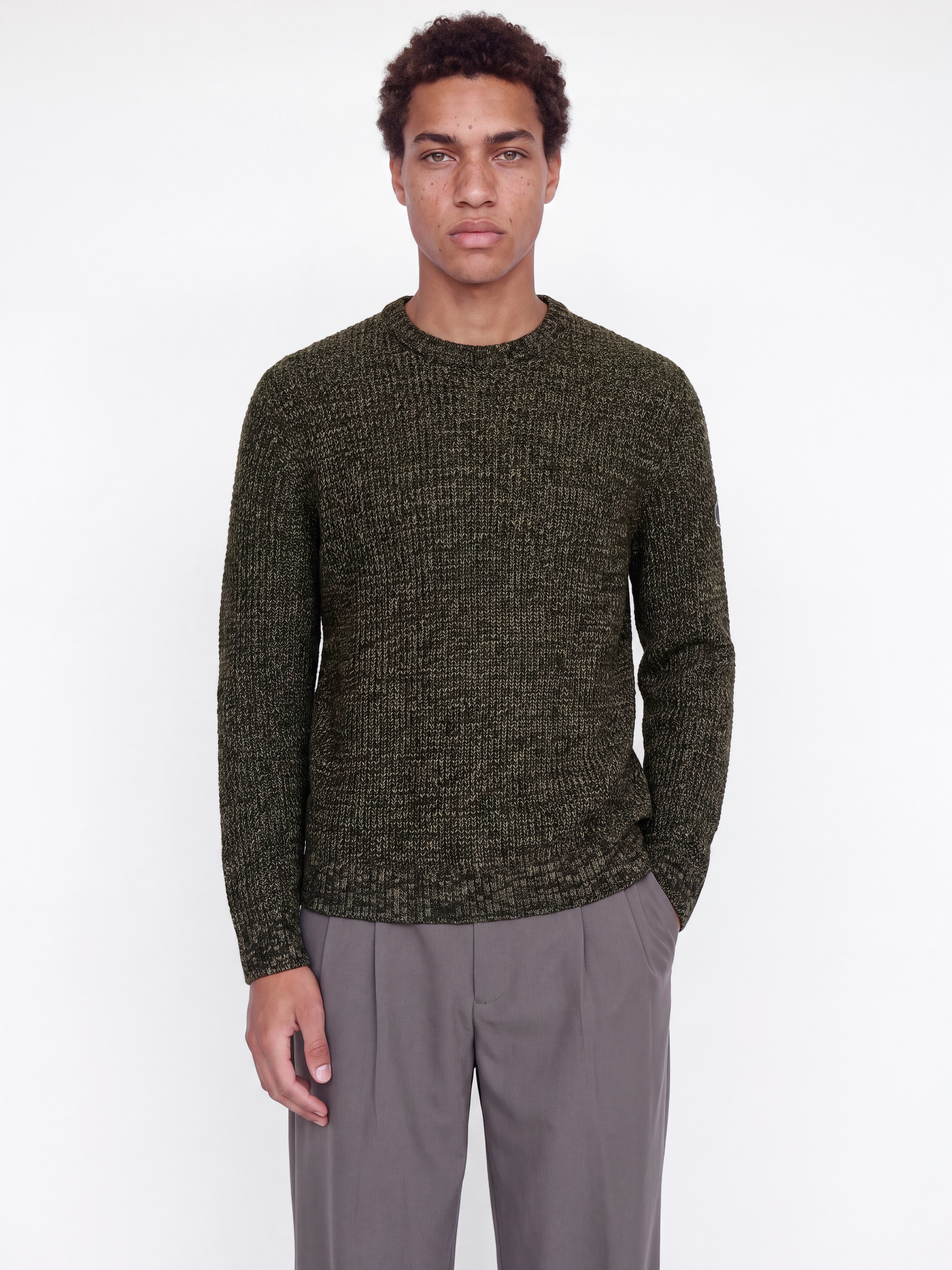Image of Jack & Jones Rundhalspullover "JJLUKE KNIT CREW NECK AW26" Materialmix, regular fit