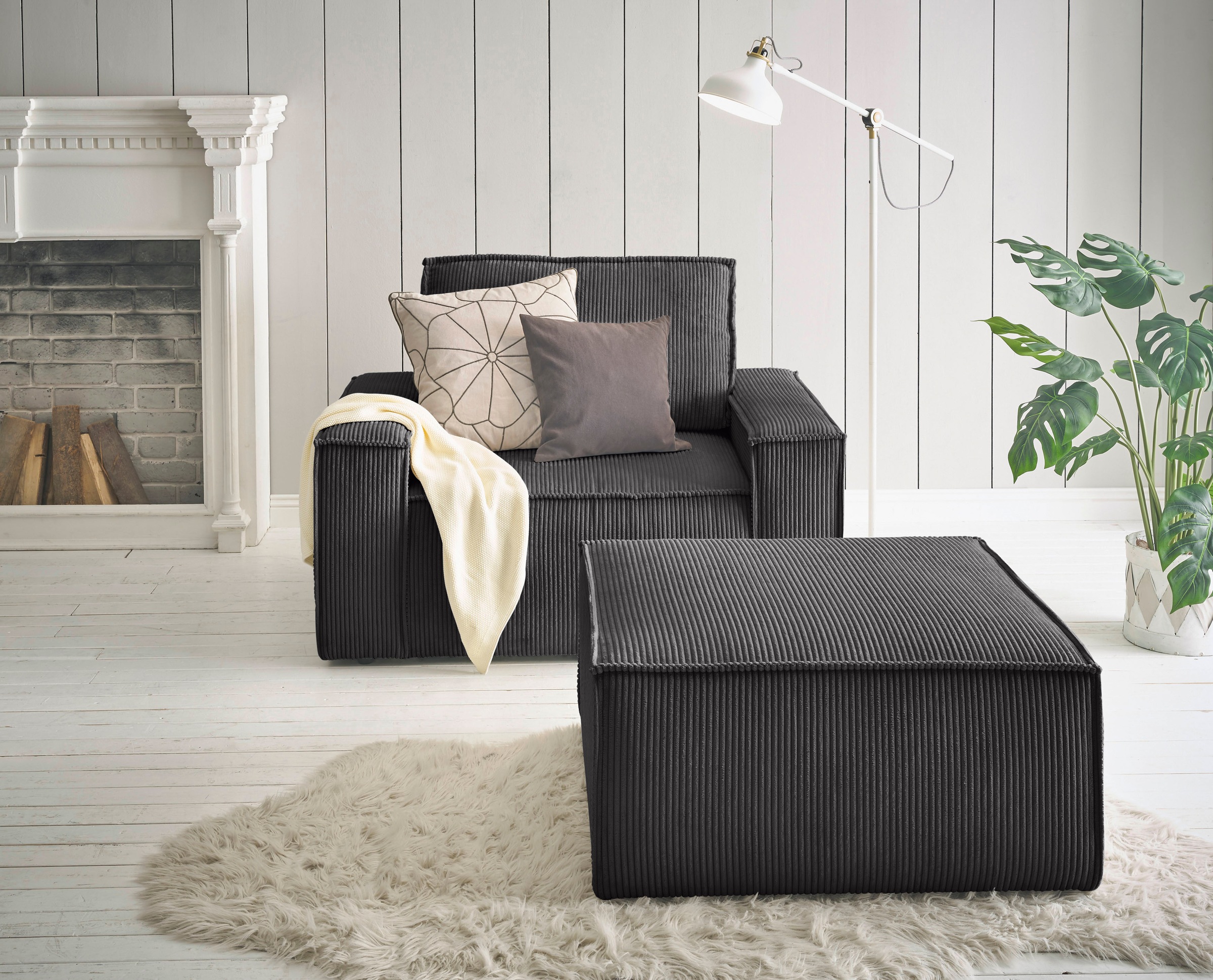 Image of GOODproduct Sessel "SHERWOOD Cord Sessel-Set" Loveseat und Hocker im Set, passend zur Polster-Serie SHERWOOD