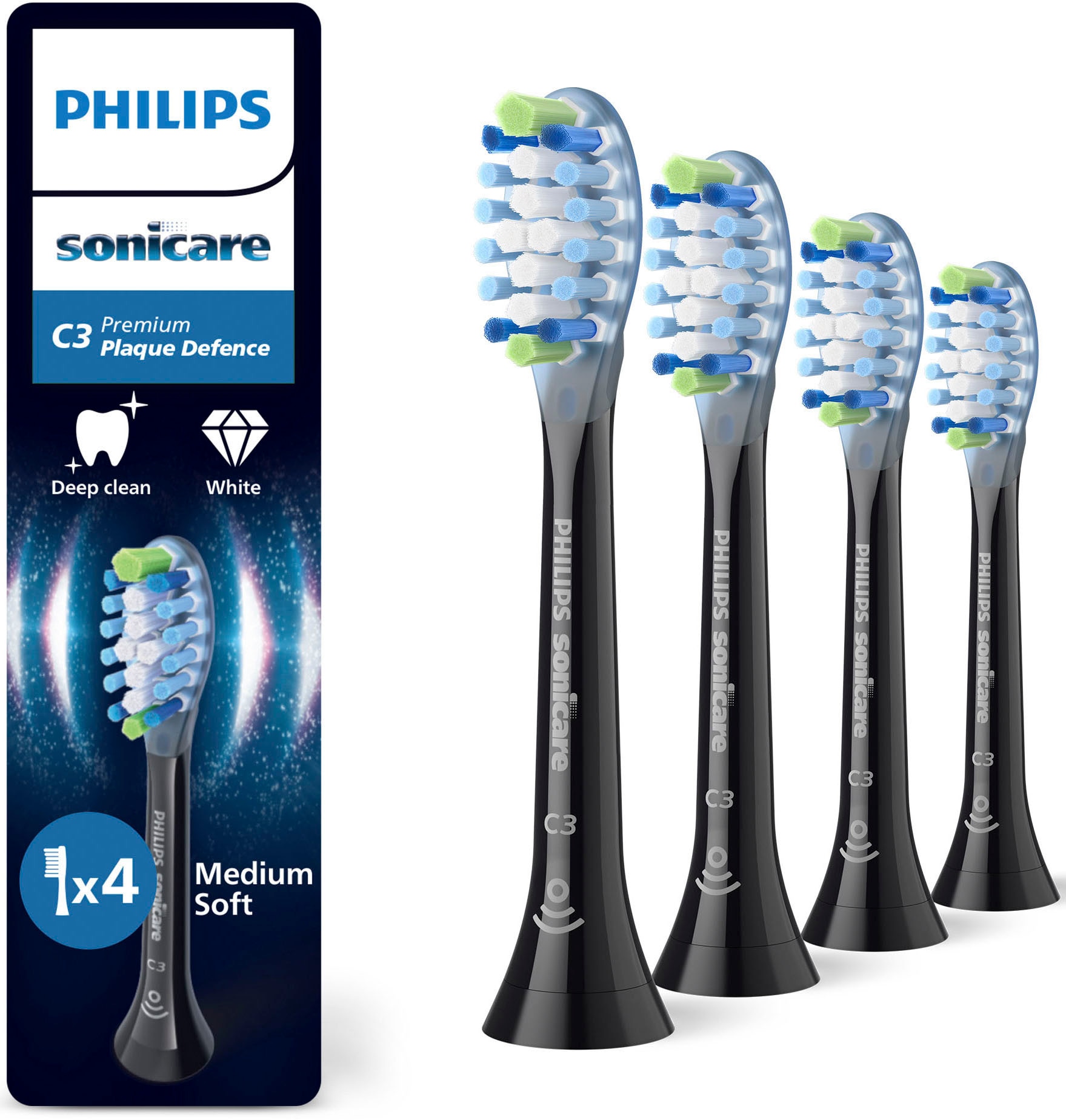 Image of Philips Sonicare Aufsteckbürsten "C3 Premium Plaque Defence" für extra gründliche Plaque-Entfernung, für jedes Sonicare Handstück