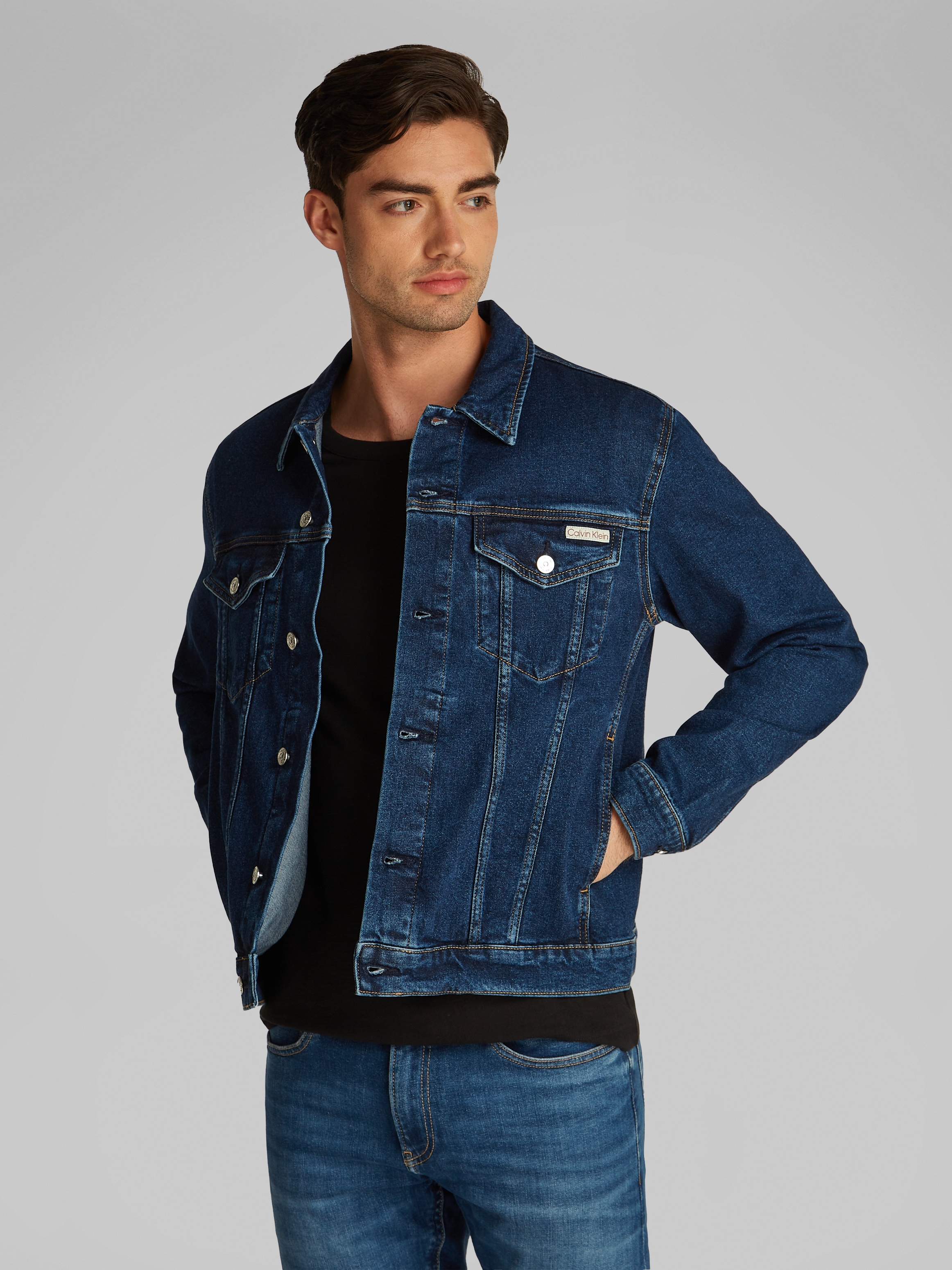 Calvin Klein Jeans Jeansjacke »SLIM DENIM JACKET«, Brusttaschen, Logodruck