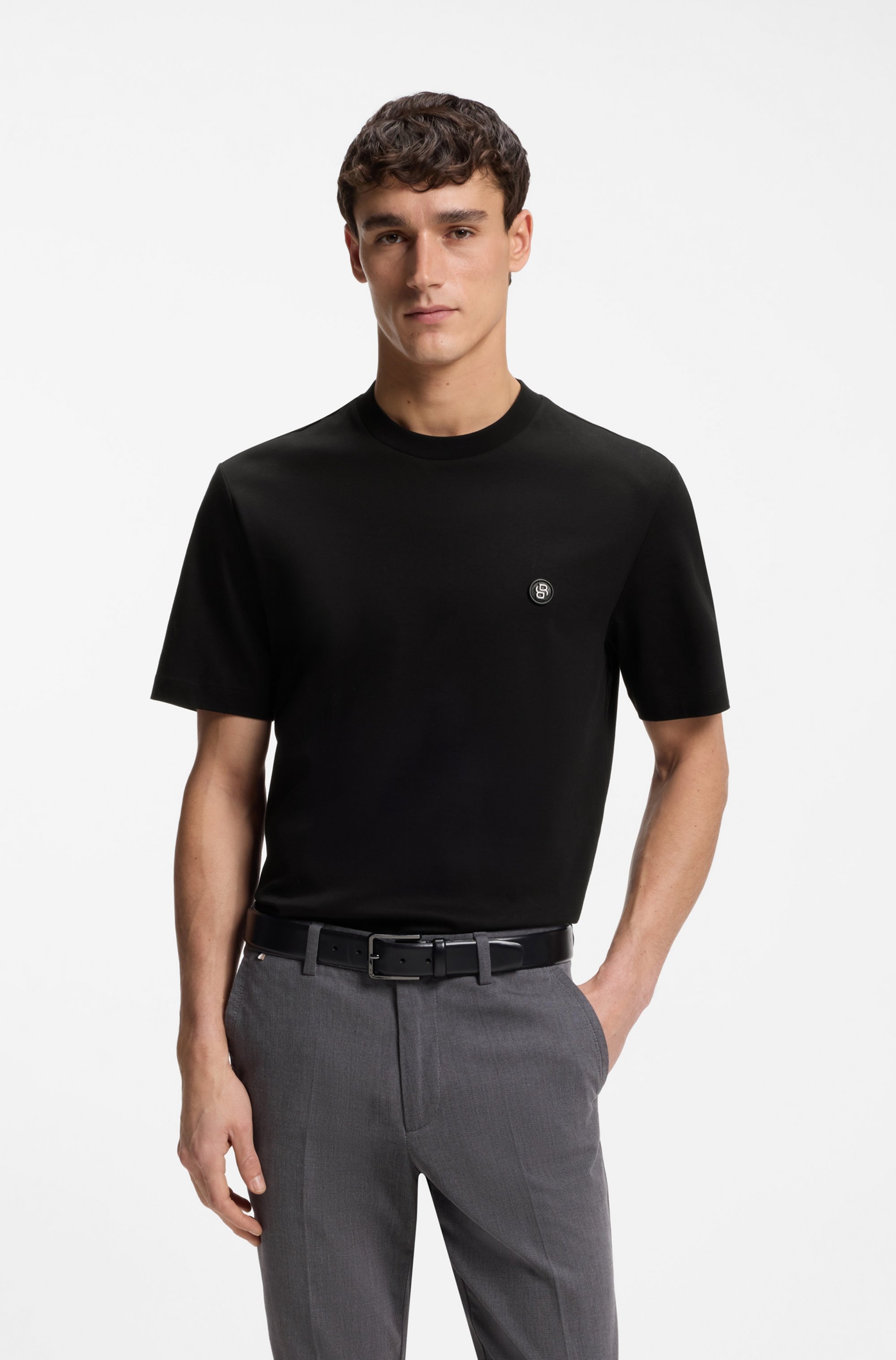 Image of BOSS T-Shirt "C-Taut" Regular Fit, reine Baumwolle, BOSS-Logo