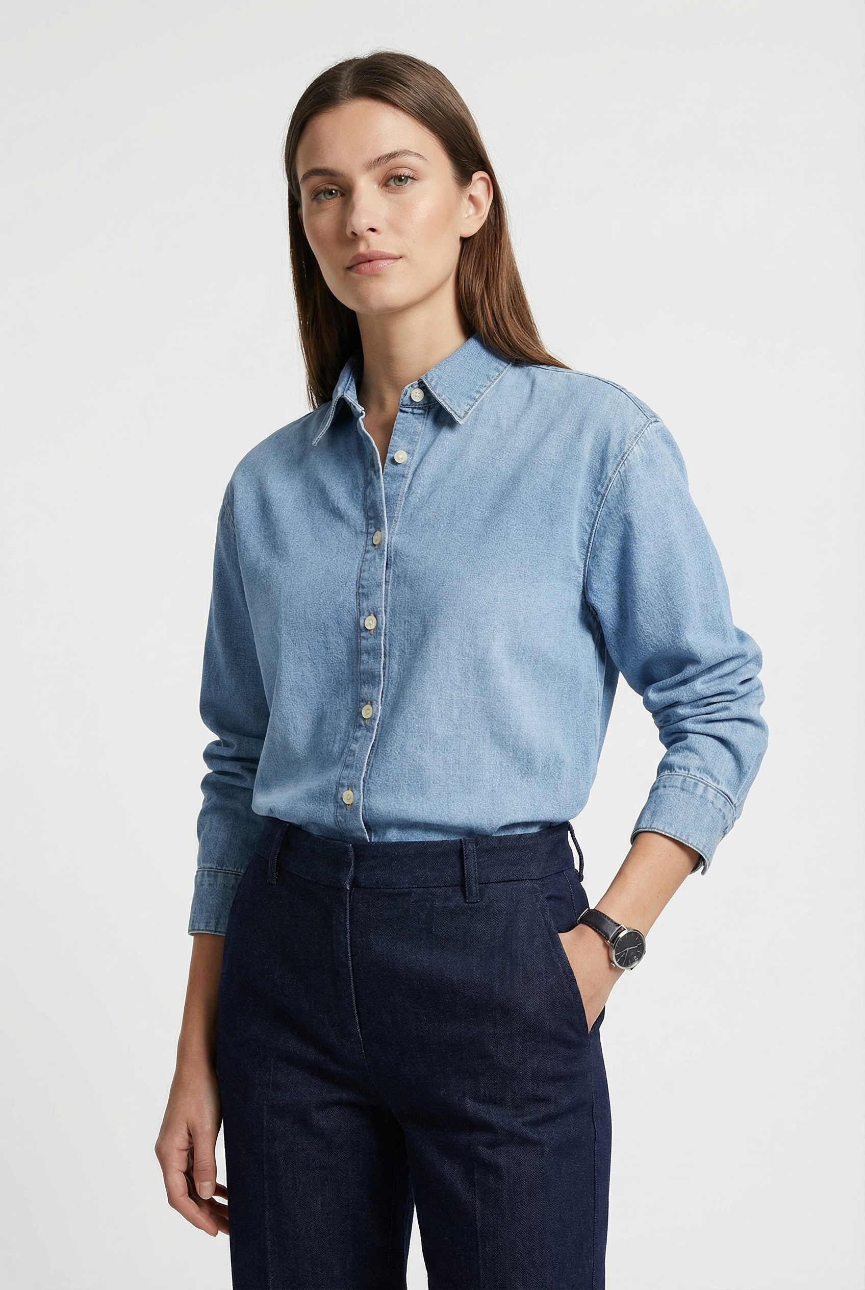 Image of Calvin Klein Jeans Jeansbluse "OVERSIZED SHIRT VINTAGE BELL" Oversize fit mit Rundhalsausschnitt