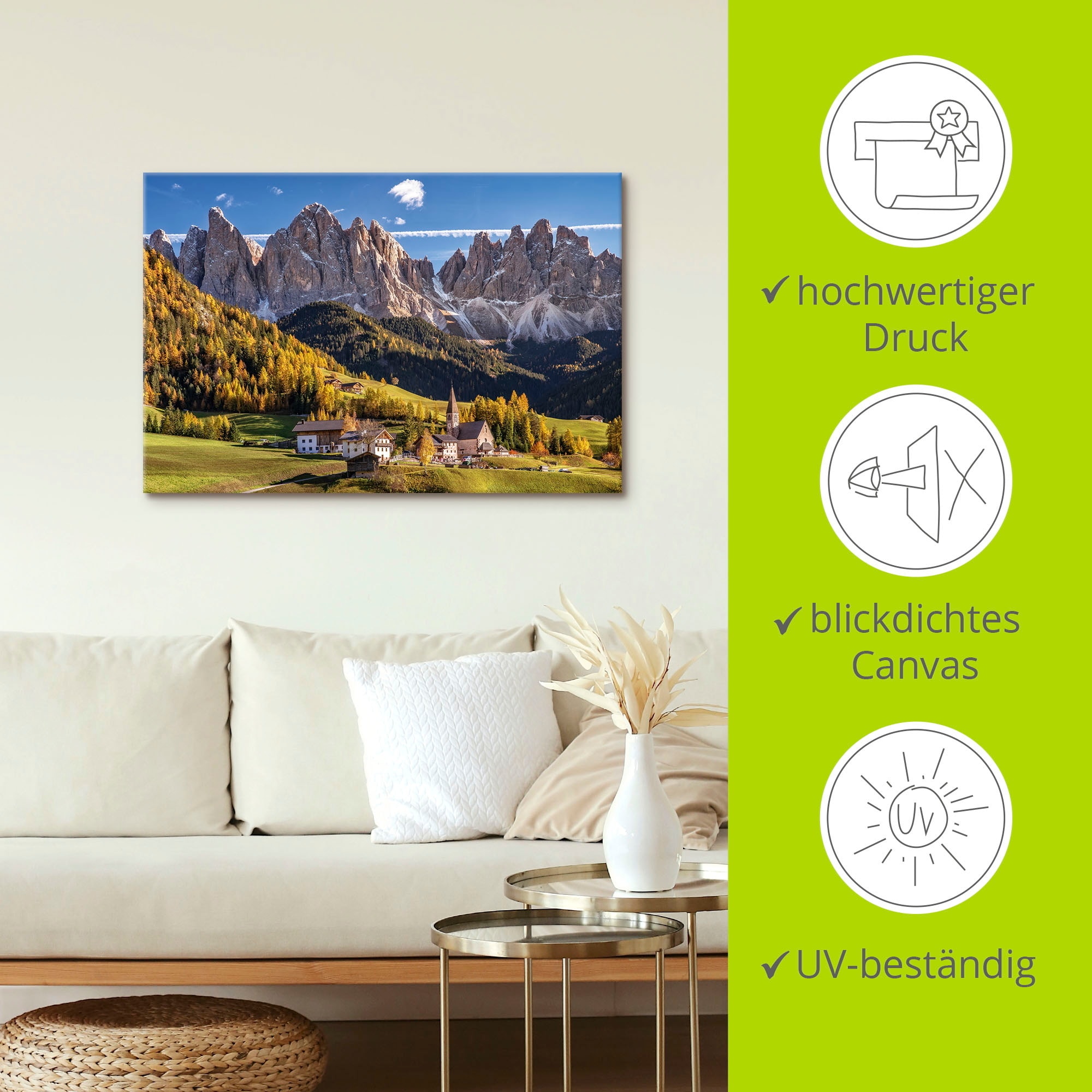 Artland Wandbild »Herbst in Südtirol«, Berge & Alpenbilder, (1 St.), als Leinwandbild, Poster in verschied. Grössen