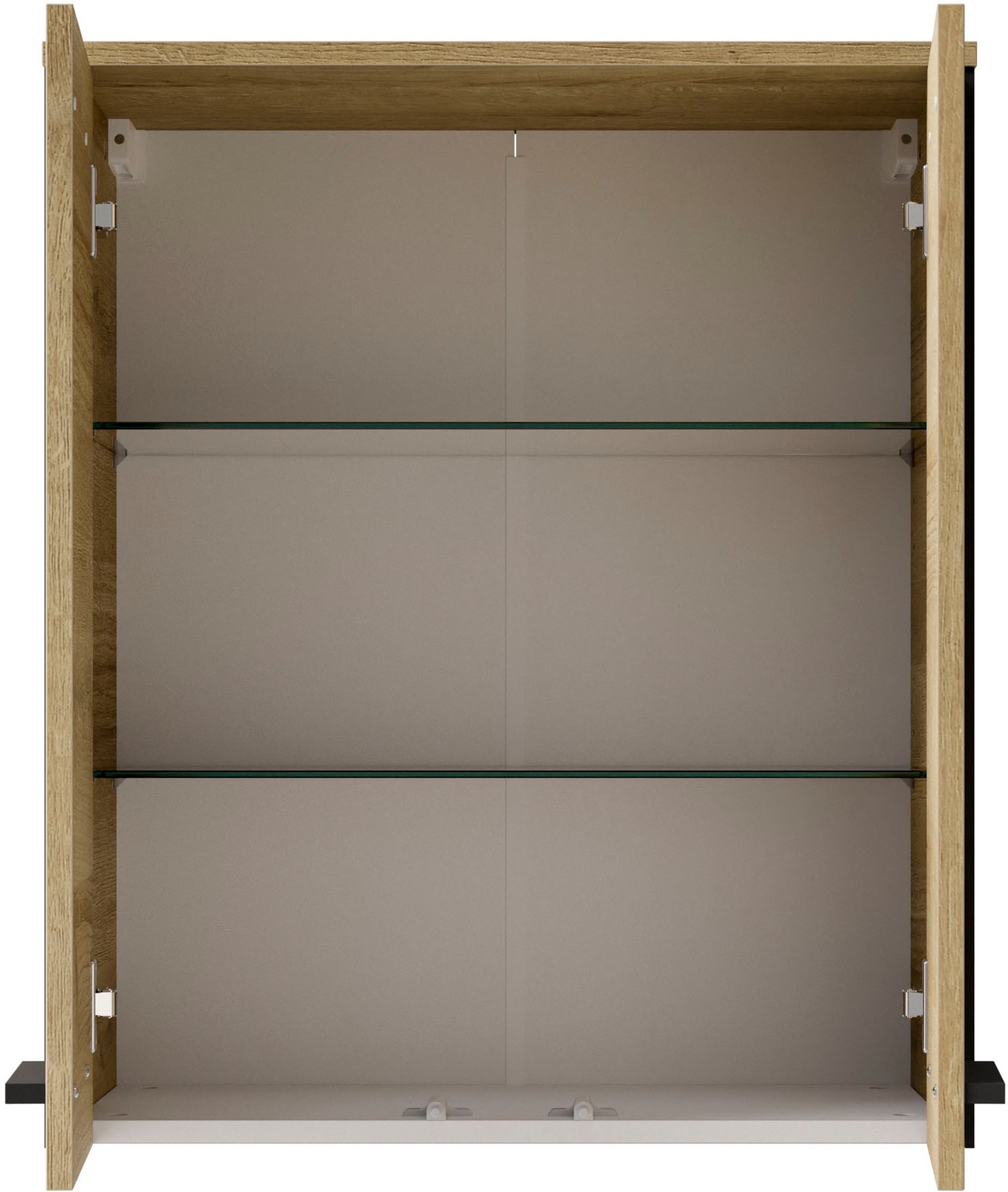 Saphir Hängeschrank »Quickset 395 Badschrank 60,4 cm breit mit 2 Türen und 2 Einlegeböden« Badezimmer-Hängeschrank inkl. Türdämpfer, Griffe in Schwarz