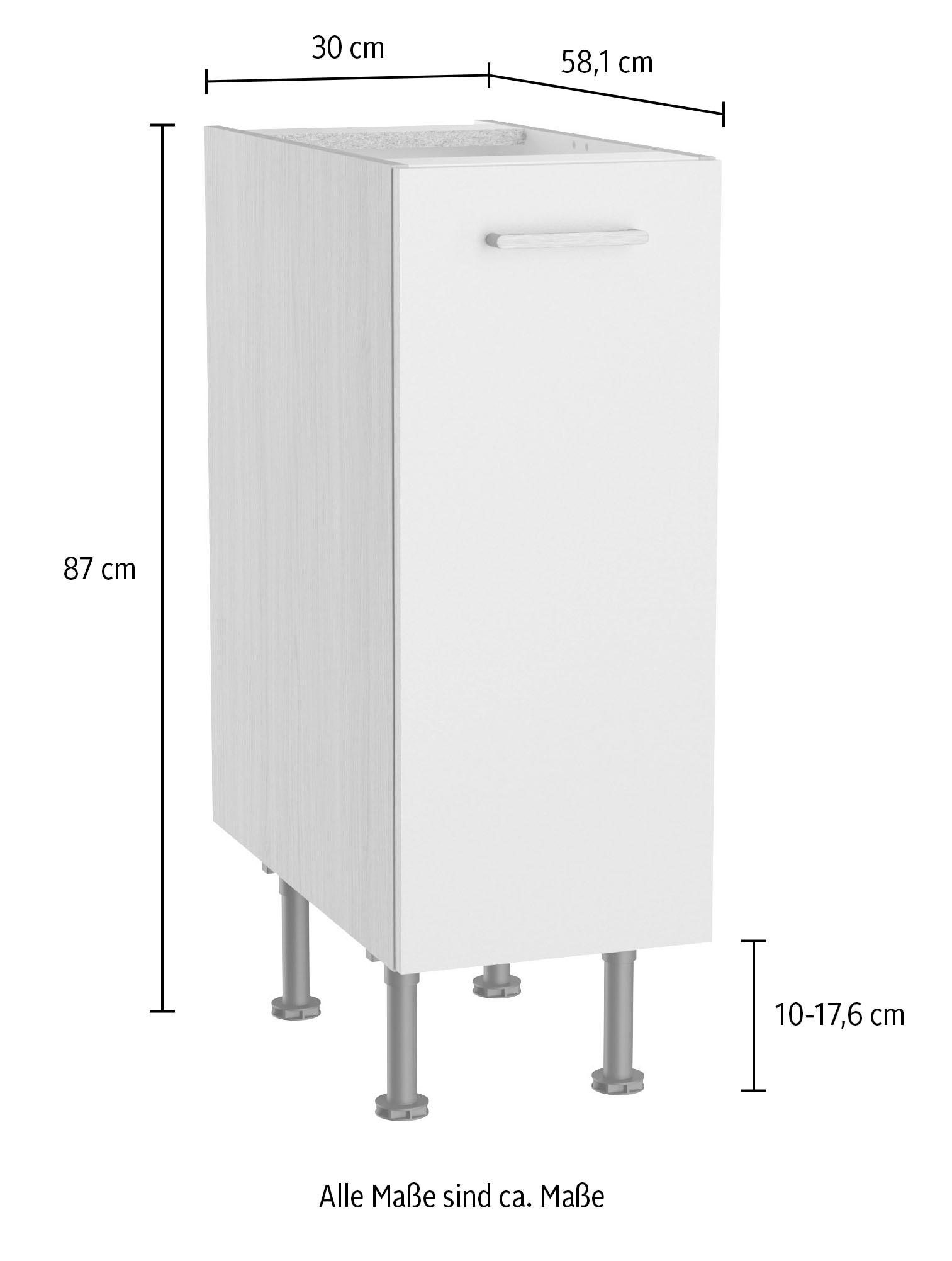 KOCHSTATION Armoire basse »KS-Lucy« Breite 30 cm, mit 1 Auszug, Soft-Close, höhenverstellbare Füsse