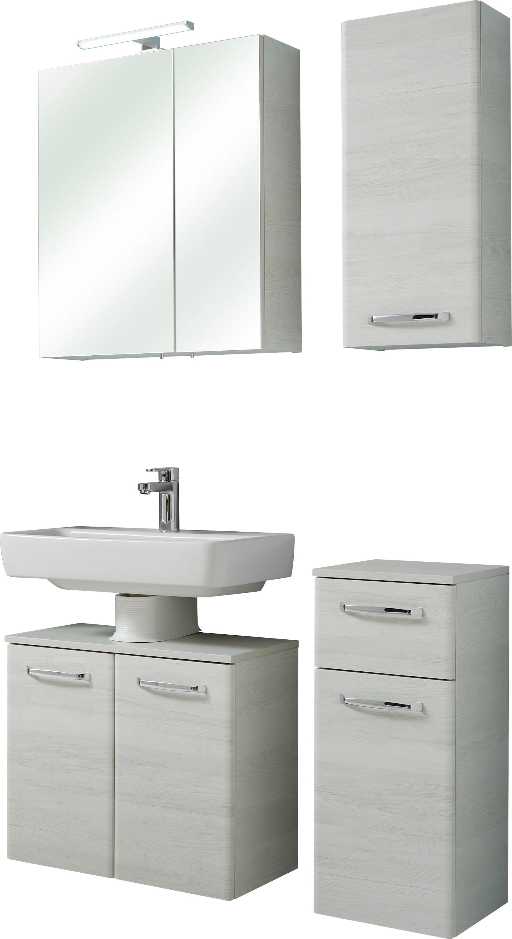 Image of Saphir Badmöbel-Set "Quickset 936 4-teilig, Waschbeckenunterschrank mit LED-Spiegelschrank" Set, 4 Stk. tlg.