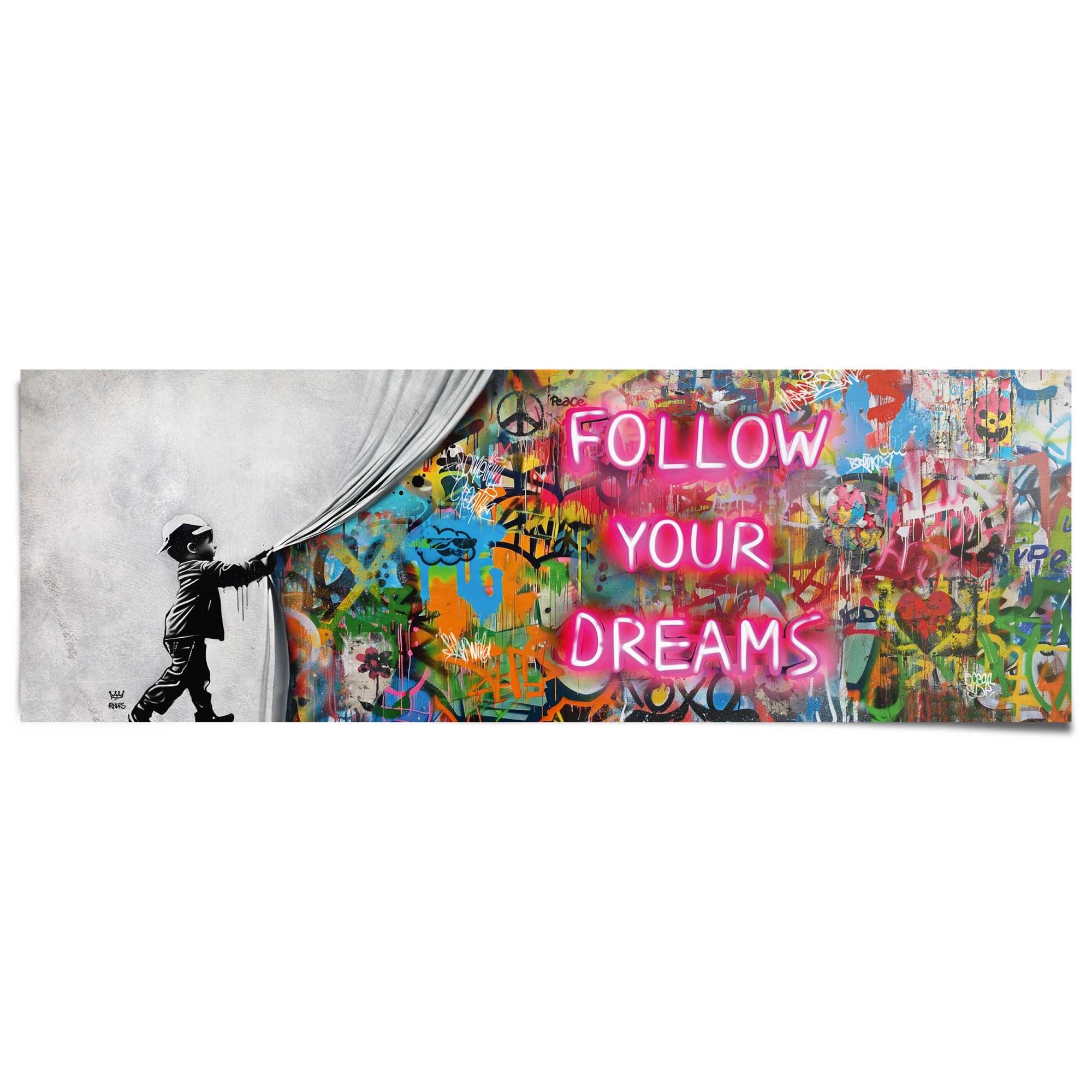 Image of Reinders Poster "Surprise Wall" Kinderzimmer - Graffiti - Träume - Kind - Mehrfarbig - 170 gr. Papier