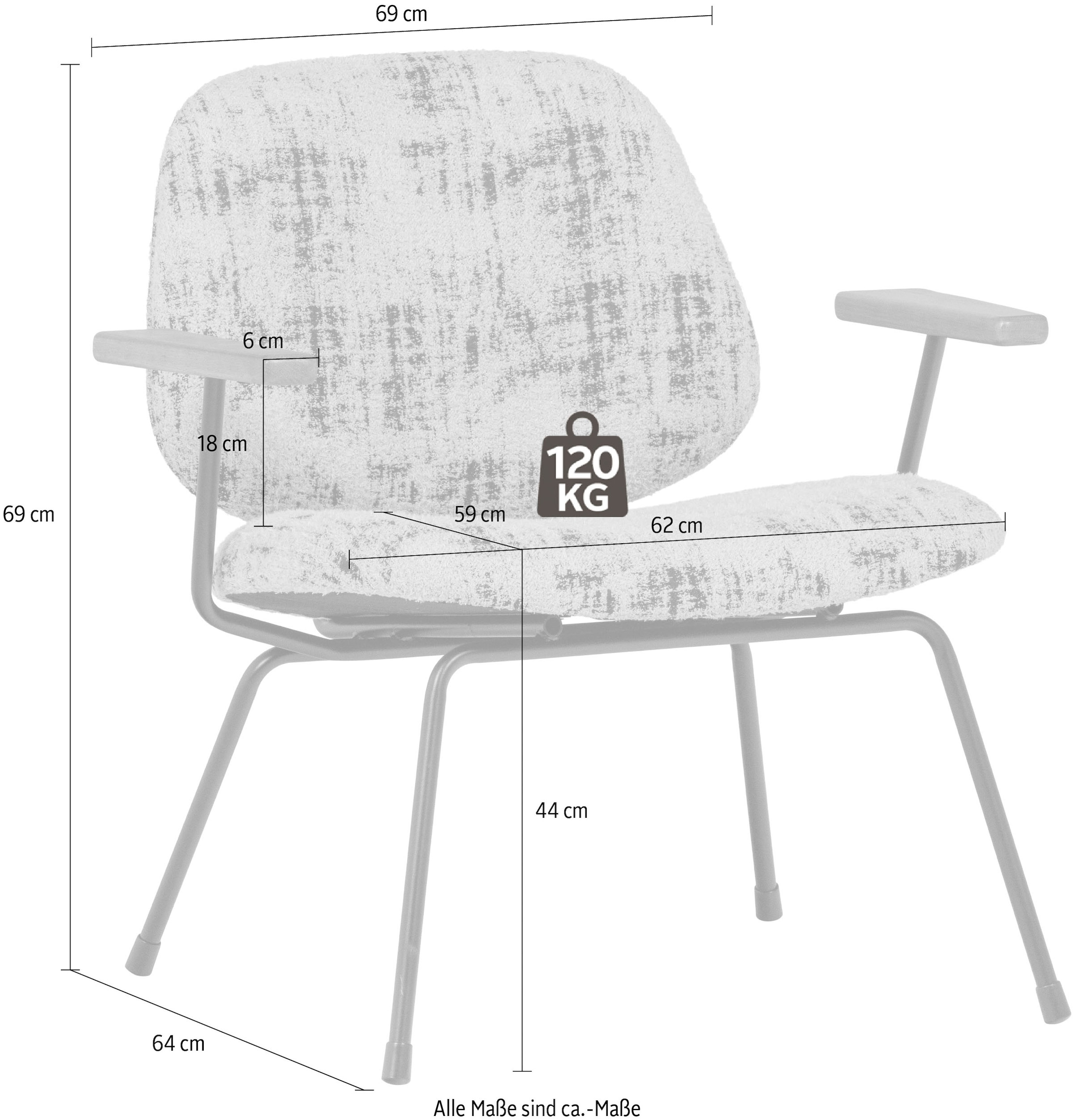 WOOOD Loungesessel »Aure mit Olly-Gewebtem Bezug und Armlehnen B 69 x T 64 x H 69 cm« Sehr hohe Verschleissfestigkeit, Tragkraft 120 kg unregelmässiges muster