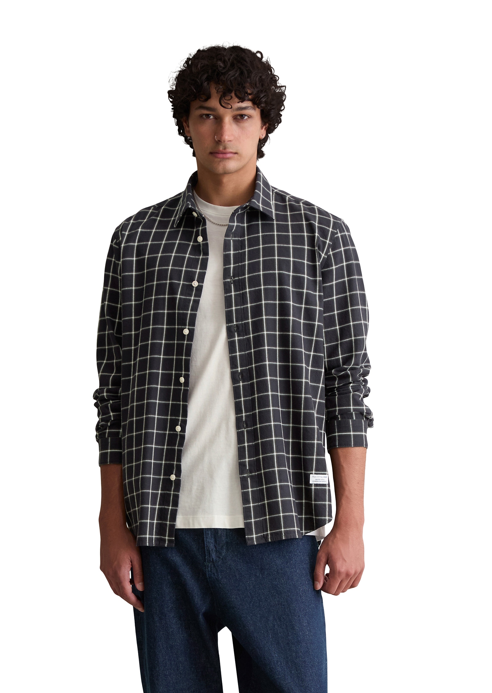 Image of Marc OPolo DENIM Langarmhemd Businesshemd, Kentkragen, garngefärbtes Karomuster, regular fit