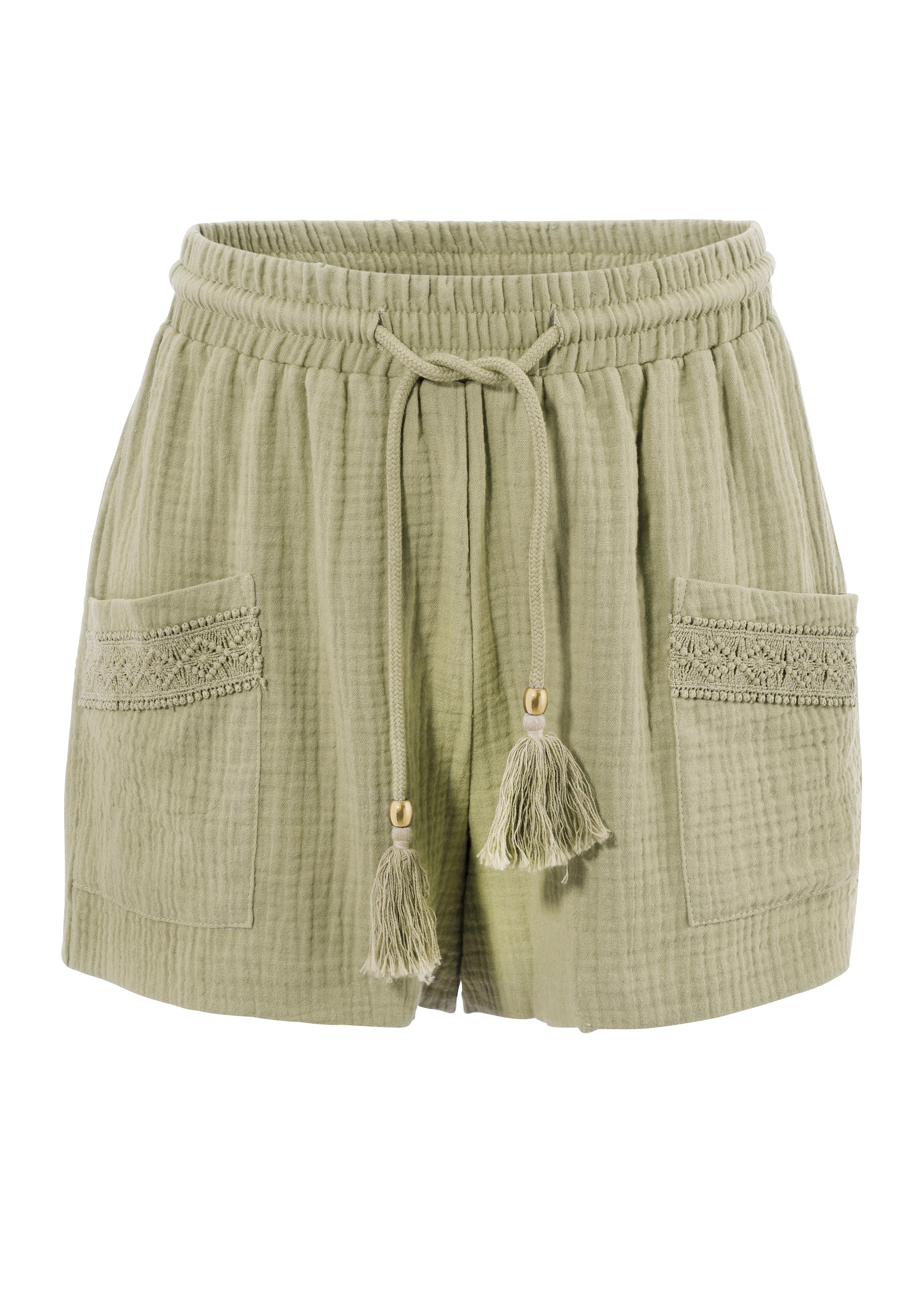 Aniston CASUAL Shorts, mit Häkel-Applikationen verziert