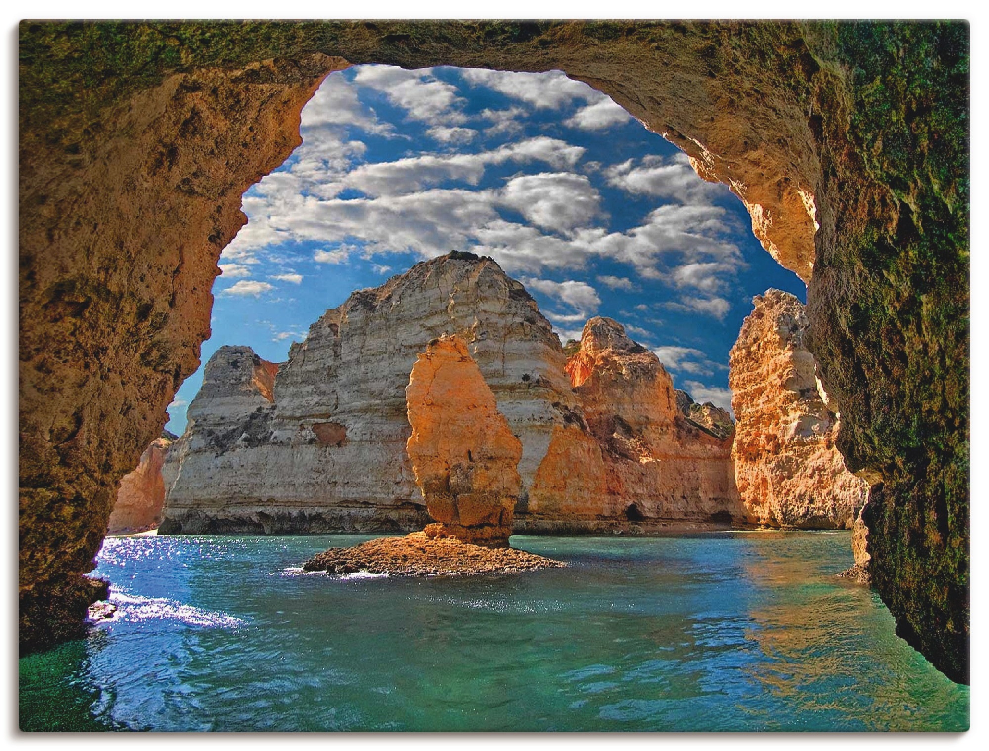 Image of Artland Wandbild »Grotten an der Felsalgarve Lagos«, Höhlen, (1 St.), in vielen Grössen & Produktarten - Alubild / Outdoorbild für den Aussenbereich, Leinwandbild, Poster, Wandaufkleber / Wandtattoo auch für Badezimmer geeignet bei Ackermann Versand Schwe