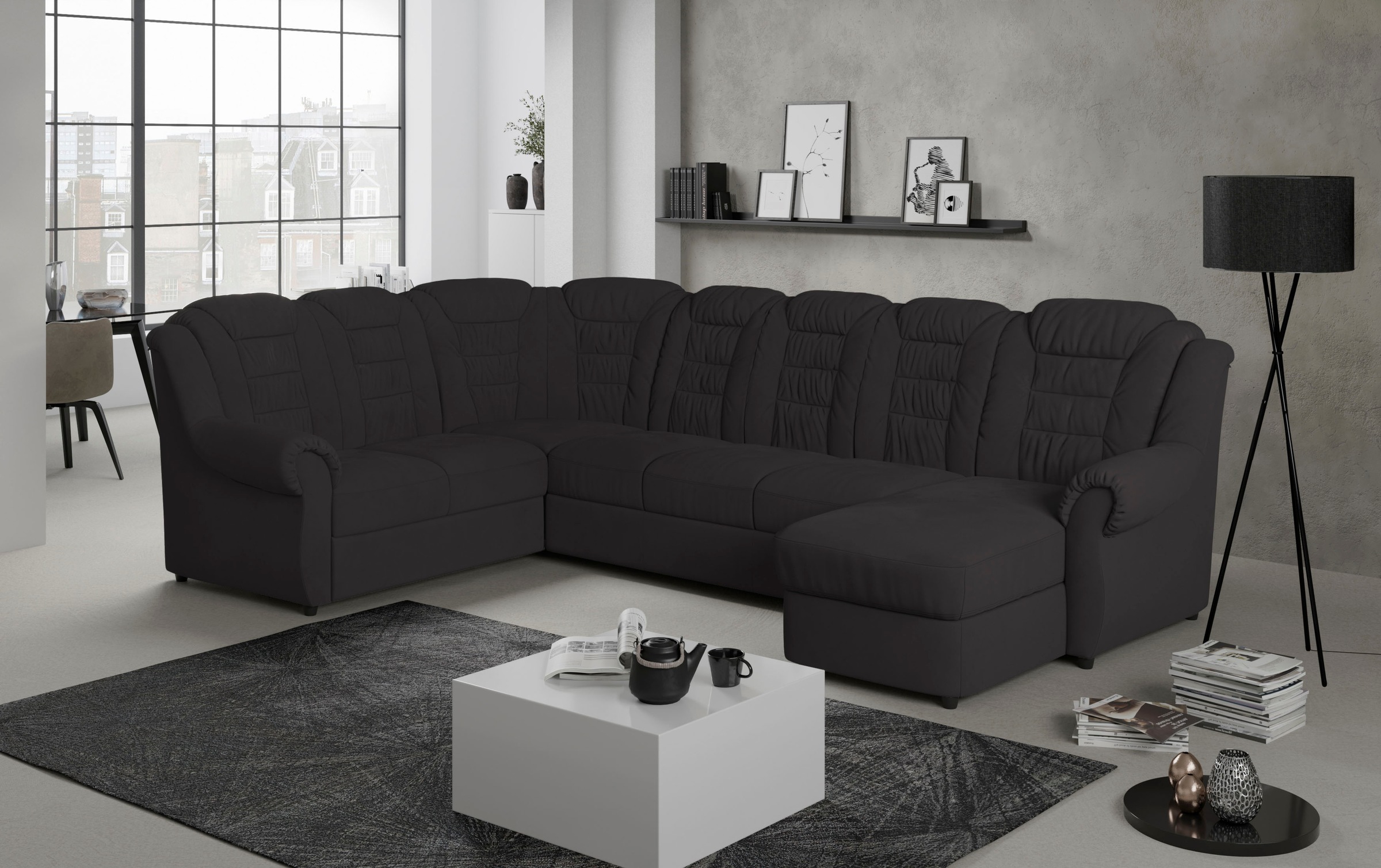 Home affaire Wohnlandschaft »Boston U-Form«, Gemütliche Wohnlandschaft mit hoher Rückenlehne in klassischem Design