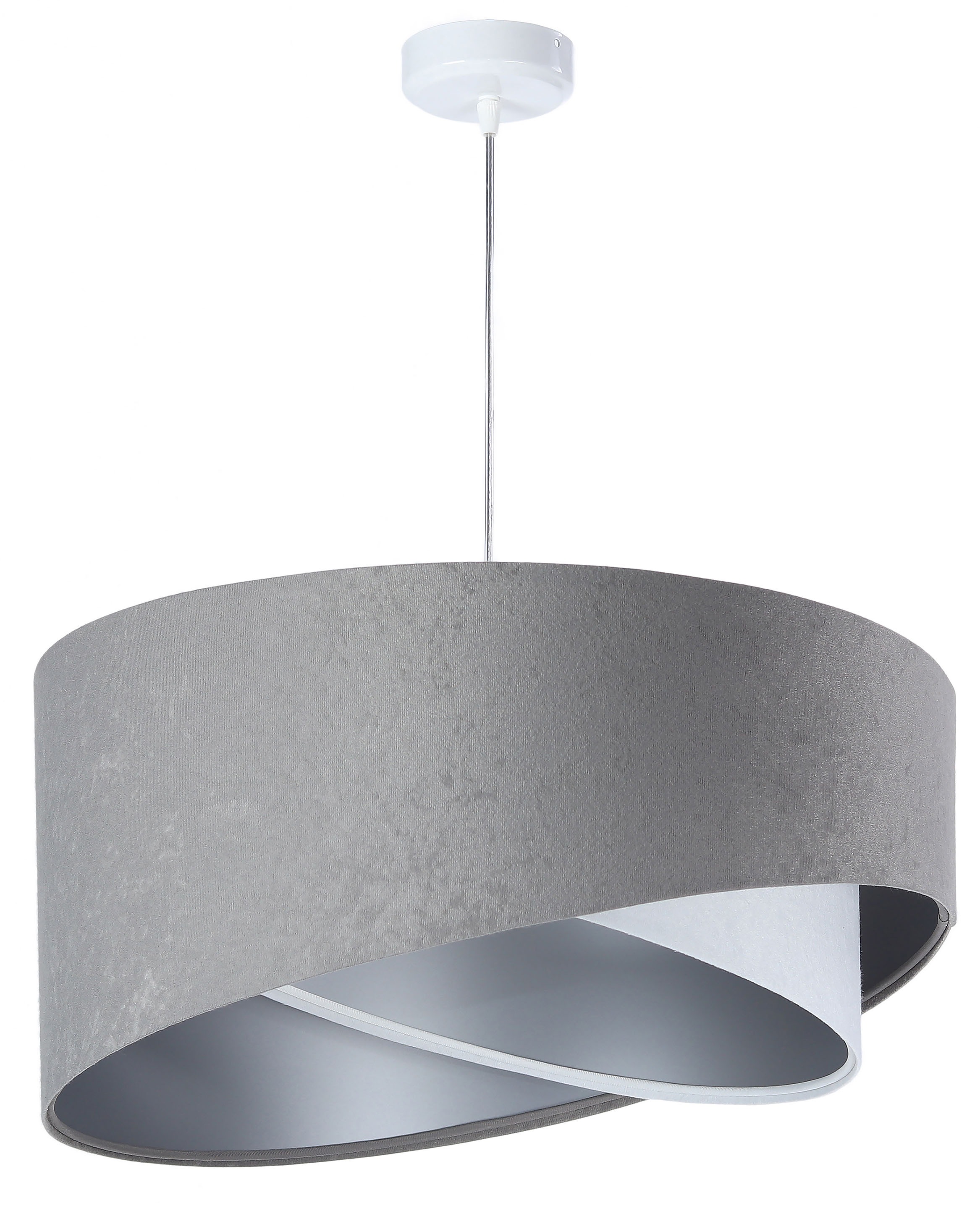 Image of Jens Stolte Leuchten Pendelleuchte »Susanne«, E27, 2 St., grau, Textilpendel, 50cm Ø, Stoffpendelleuchte 50cm grau/weiss/silber bei Ackermann Versand Schweiz