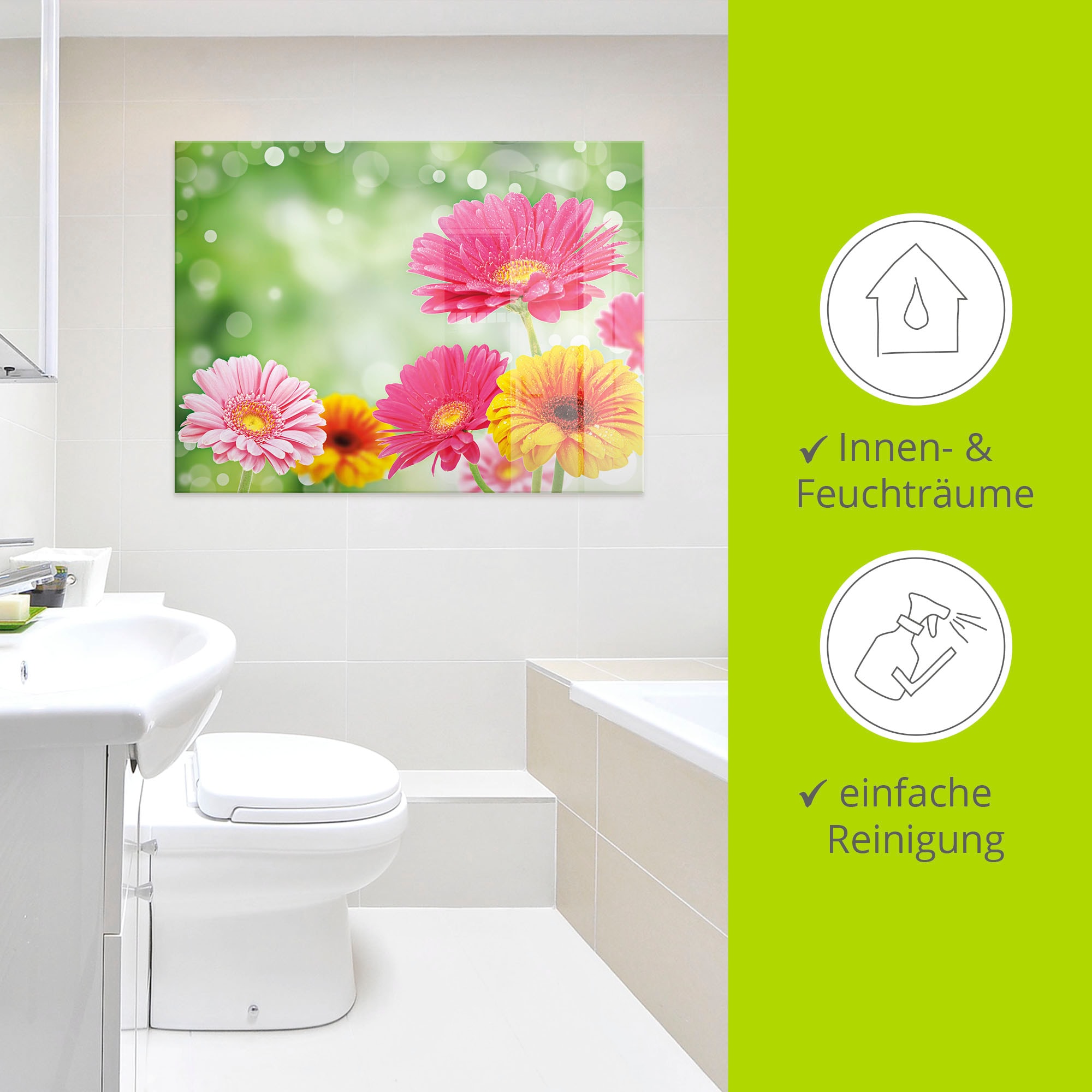 Artland Glasbild »Natürliche Romantik - Gerberas« 1 Stk. tlg. in verschiedenen Grössen