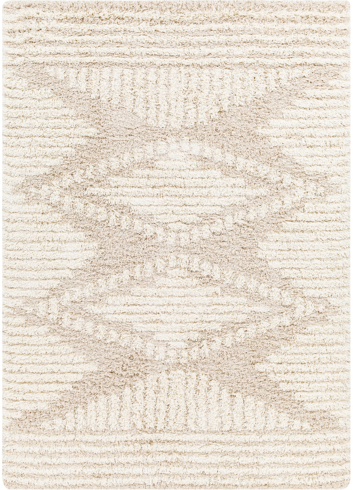 Livabliss Tapis à poils longs »TUZLA« Rectangulaire 52 mm Höhe Flauschig, Langflor, Weich, Boho Wohnzimmerteppich, Beige