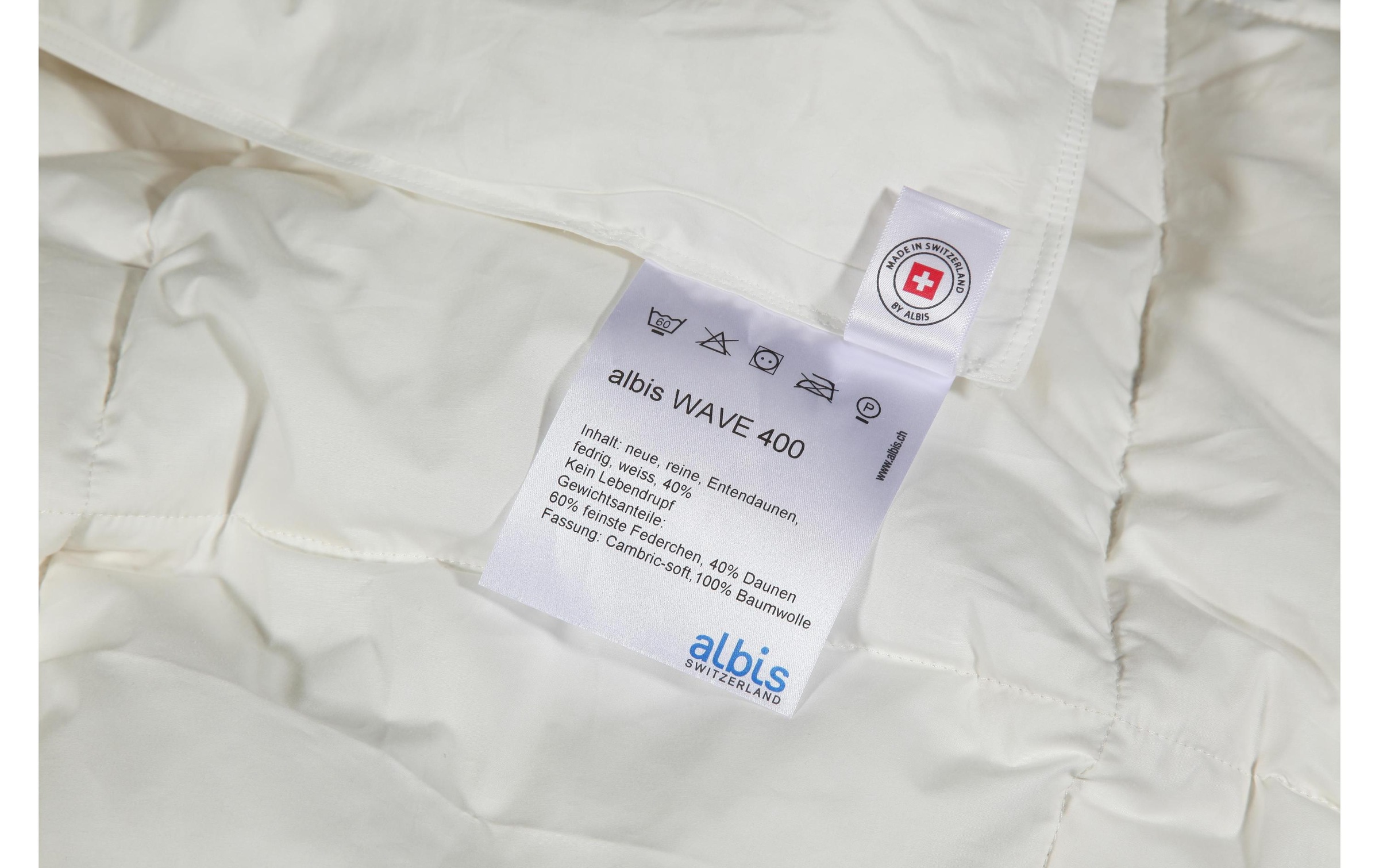 Albis Switzerland Daunenbettdecke "Wave 400" Füllung 40% Daunen, 60% Federchen Bezug Baumwolle 1 Stk. tlg. Dank Vollfixierun kein Verrutschen der Füllun