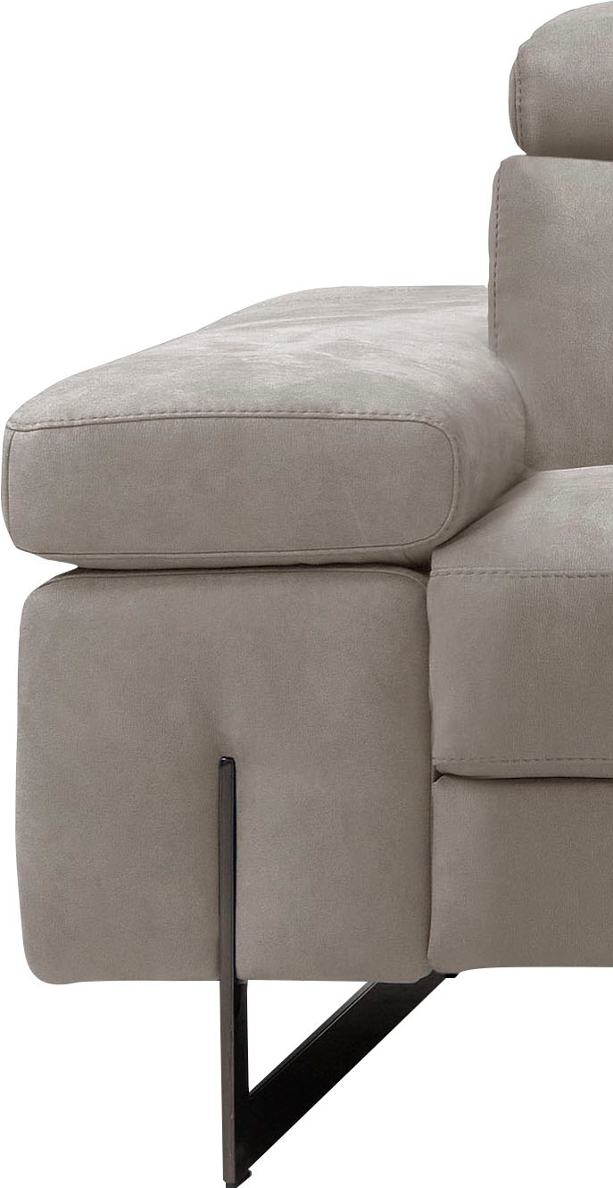 Egoitaliano 2,5-places »Candice, elegant und edel, hochwertiges Designsofa, bequem« Kopfteile manuell verstellbar, titanumfarbene Kufenfüsse