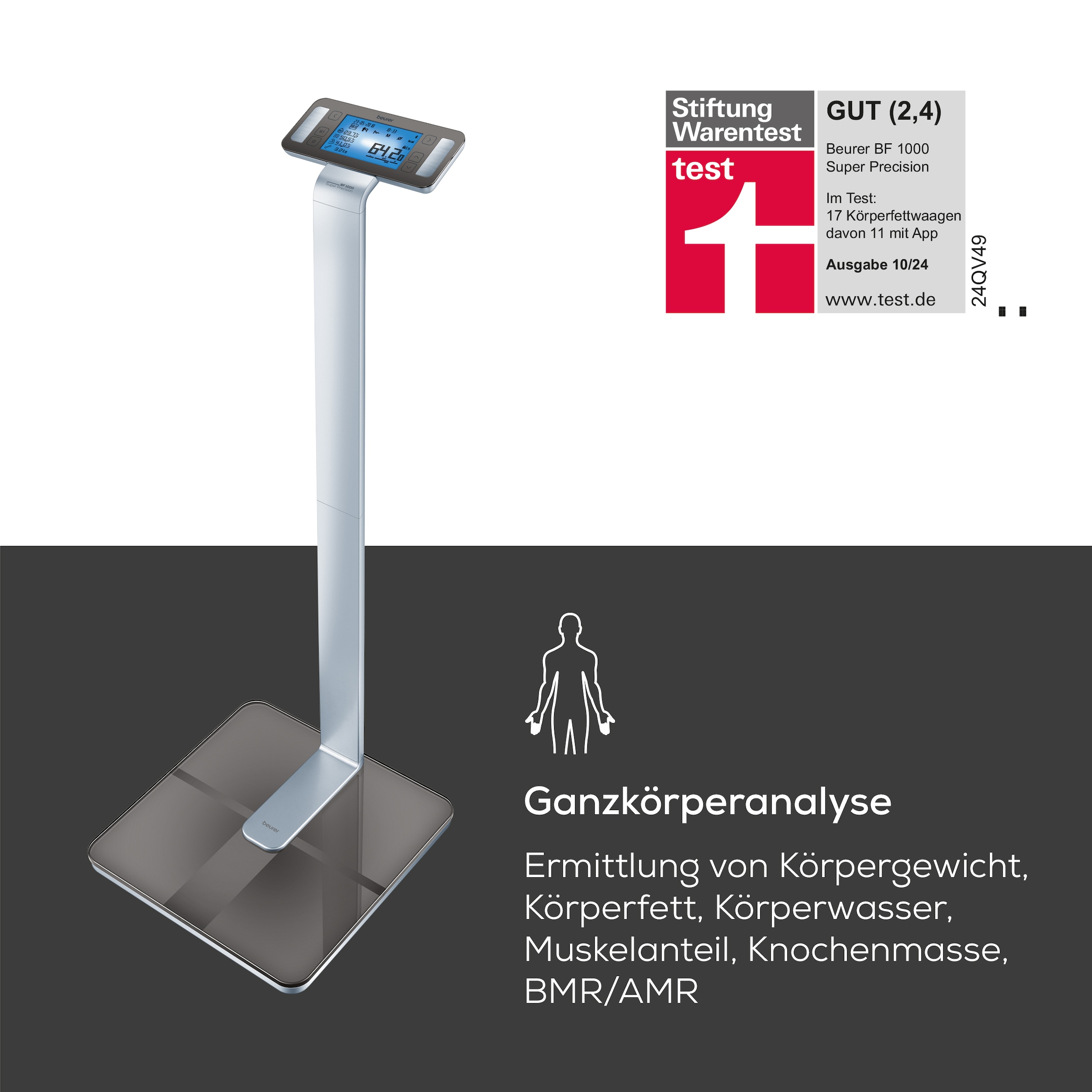 BEURER Körper-Analyse-Waage »BF 1000«, Messung des viszeralen Fettanteils