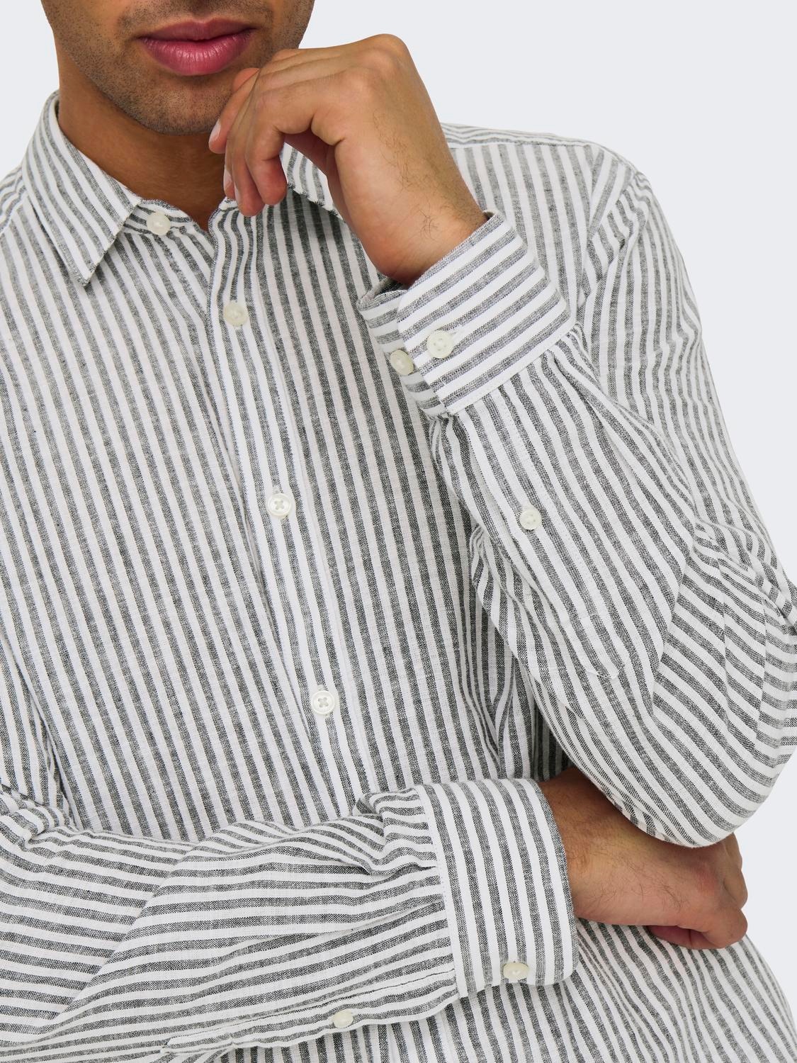 ONLY & SONS Kurzarmhemd »ONSCAIDEN LS STRIPE LINEN SHIRT 660 NOOS«