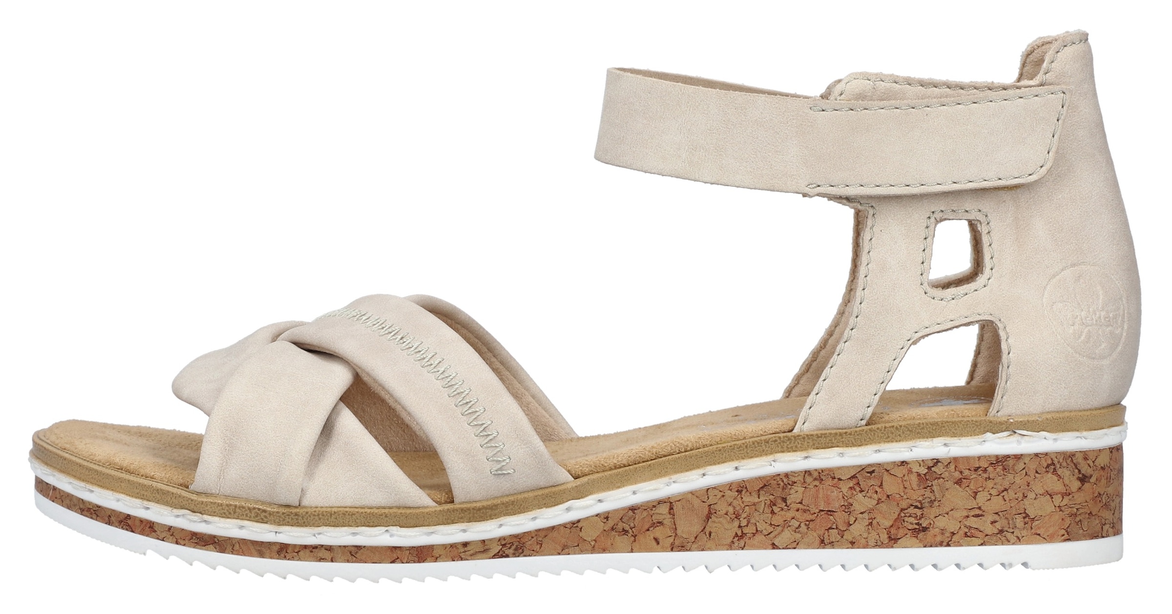 Rieker Sandales  , sandale, chaussure d'été, chaussure à scratch, talon compensé, talon fermé