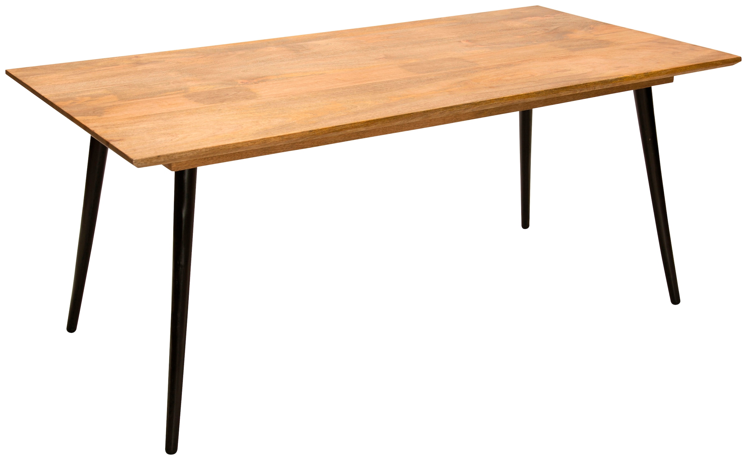 SIT Esstisch »Molfetta aus Mangoholz Massivholz mit Schweizer Kante & Metallbeinen« Modernes Industrial-Design mit konischen schwarzen Metallbeinen
