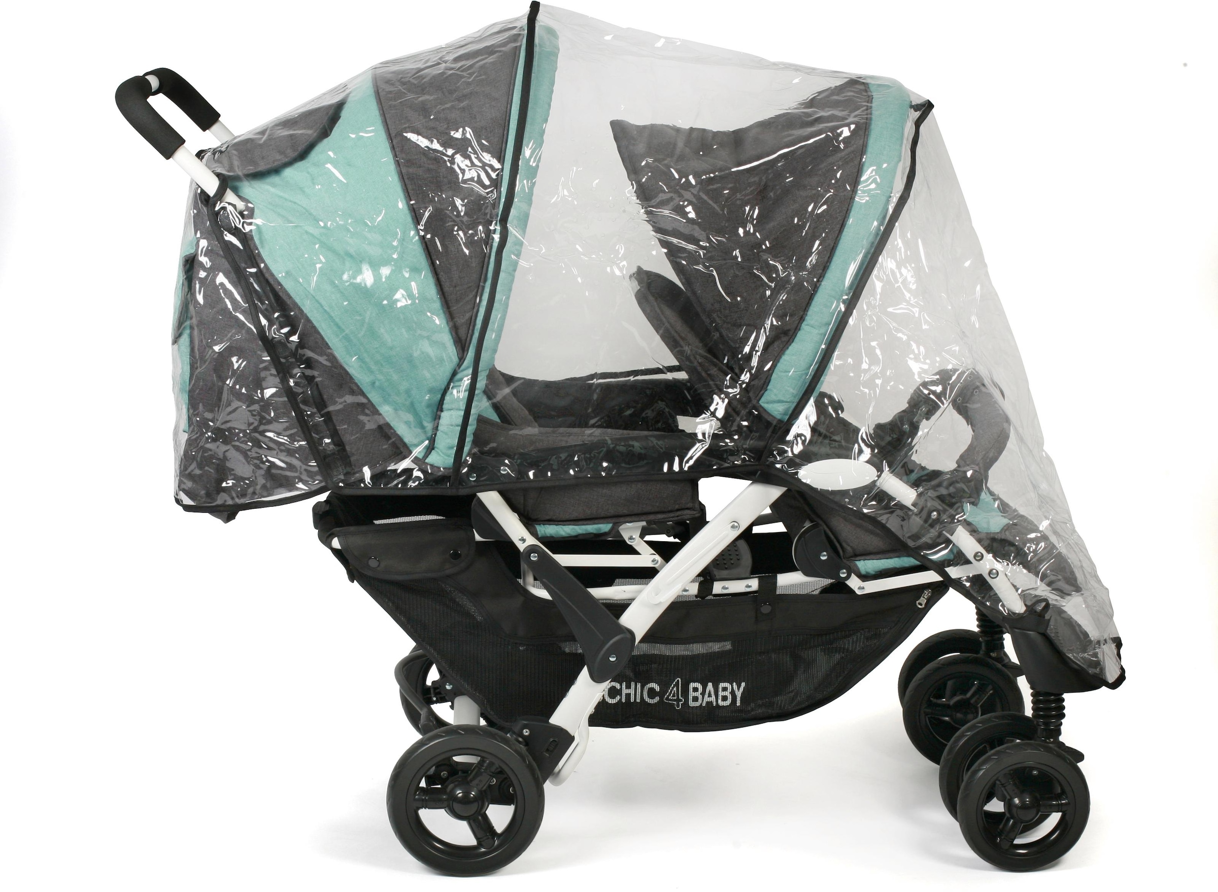 CHIC4BABY Geschwisterwagen »Duo, melange mint«, mit feststellbaren Doppelschwenk-Vorderrädern